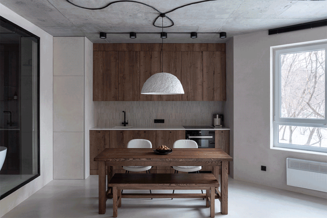 60㎡水泥灰原木风公寓设计-0