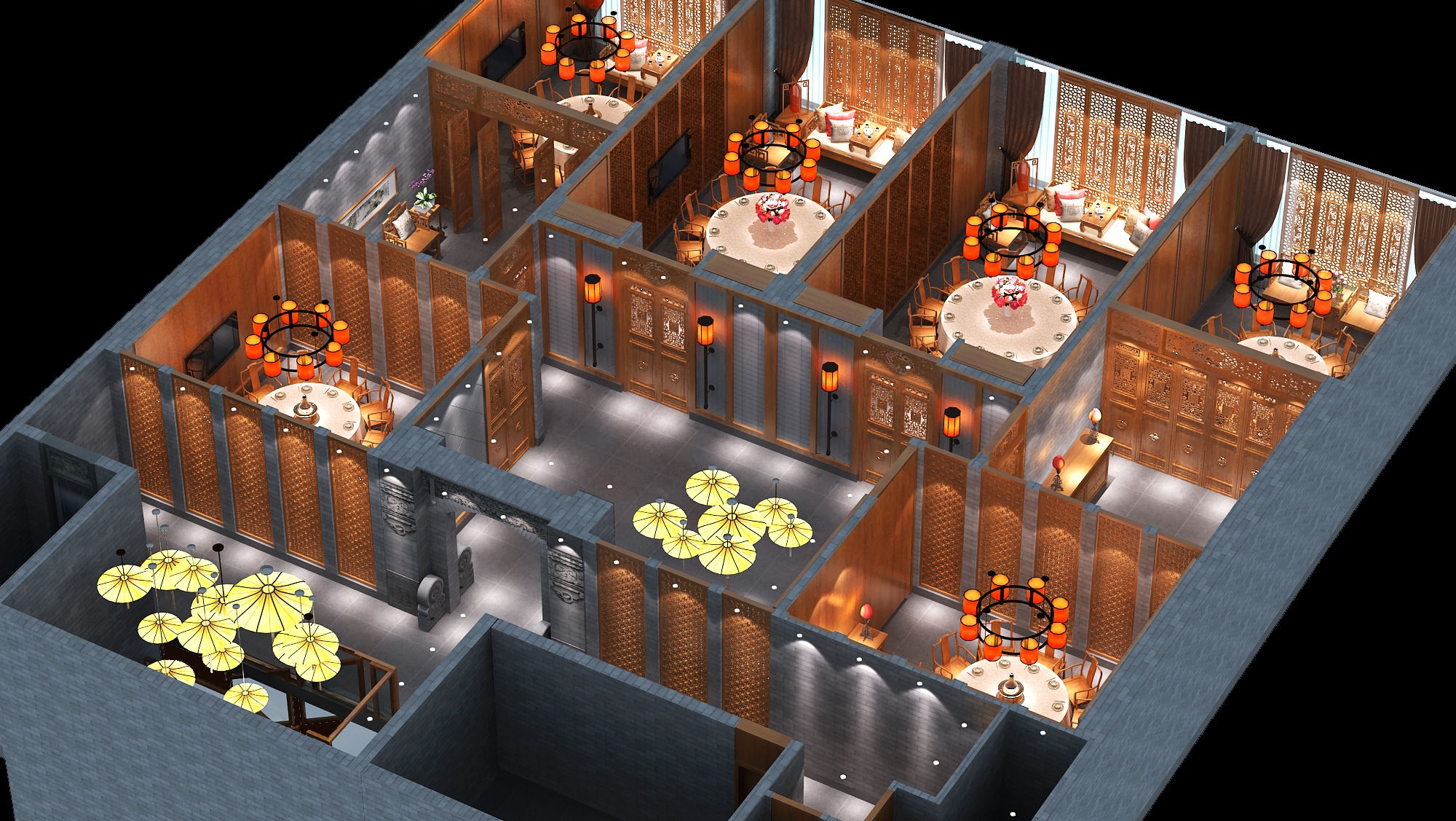 新中式风格奢华酒店餐厅 会所包房 包厢 包间 高清效果-2-30