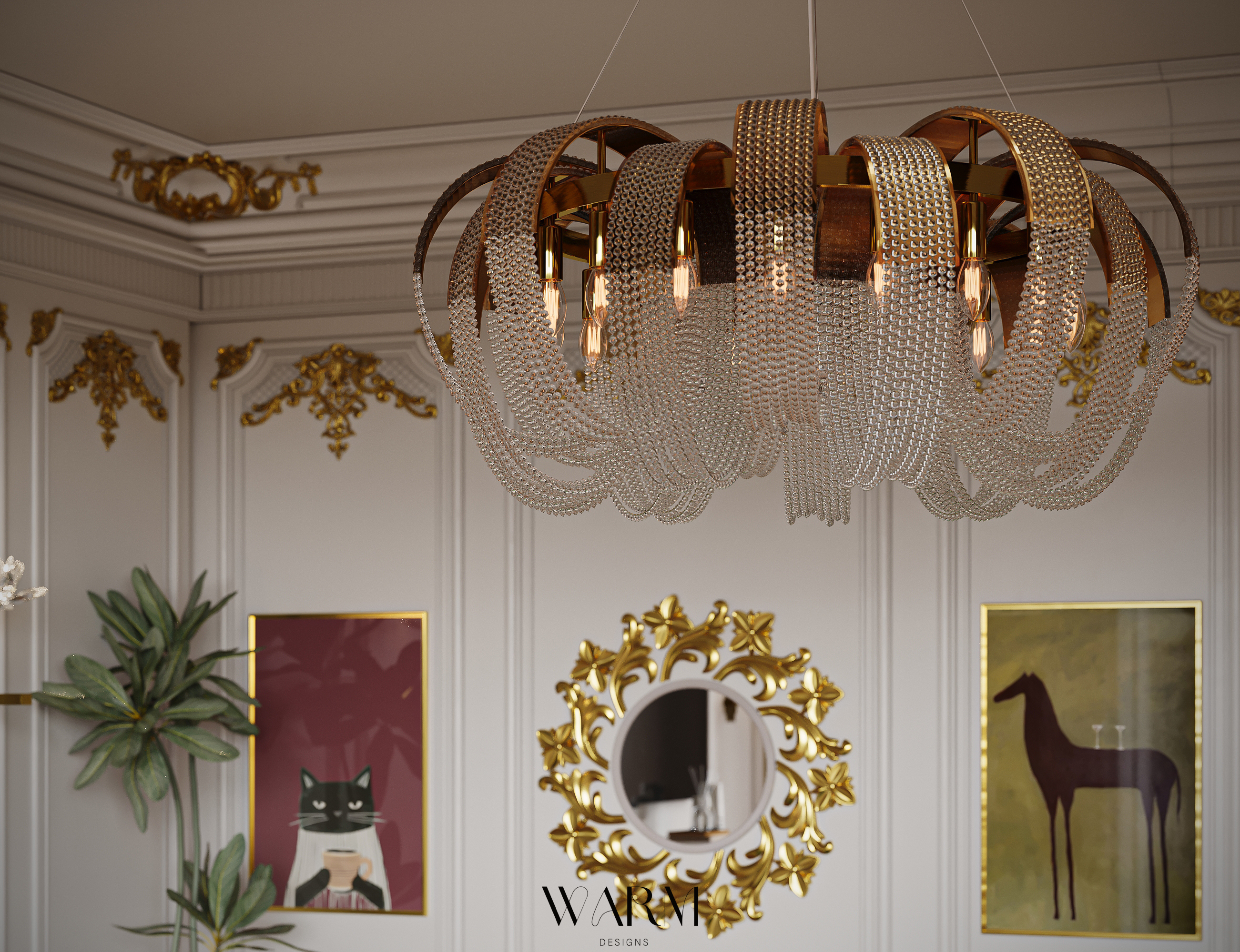 新古典客厅及厨房设计丨Omnia Mohamed-8