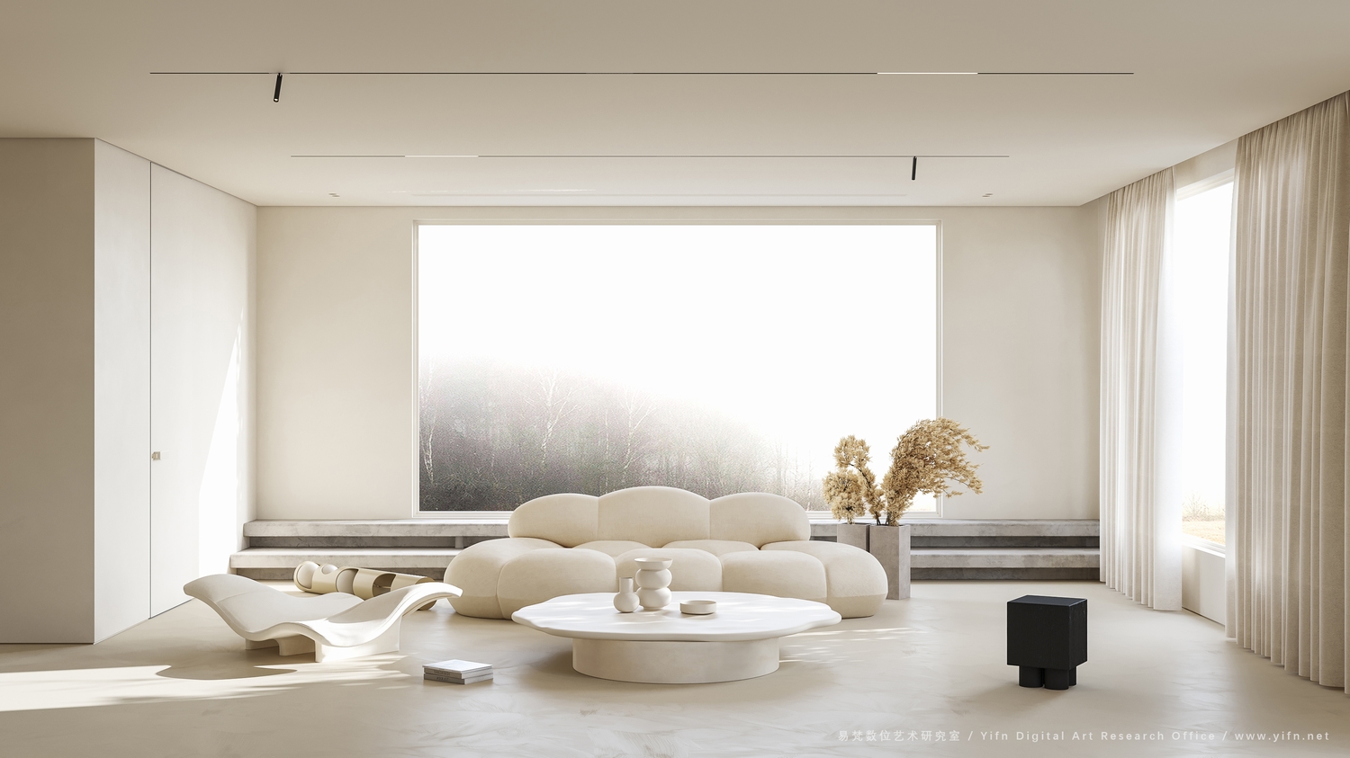 现代奶油风住宅|易梵视觉-1