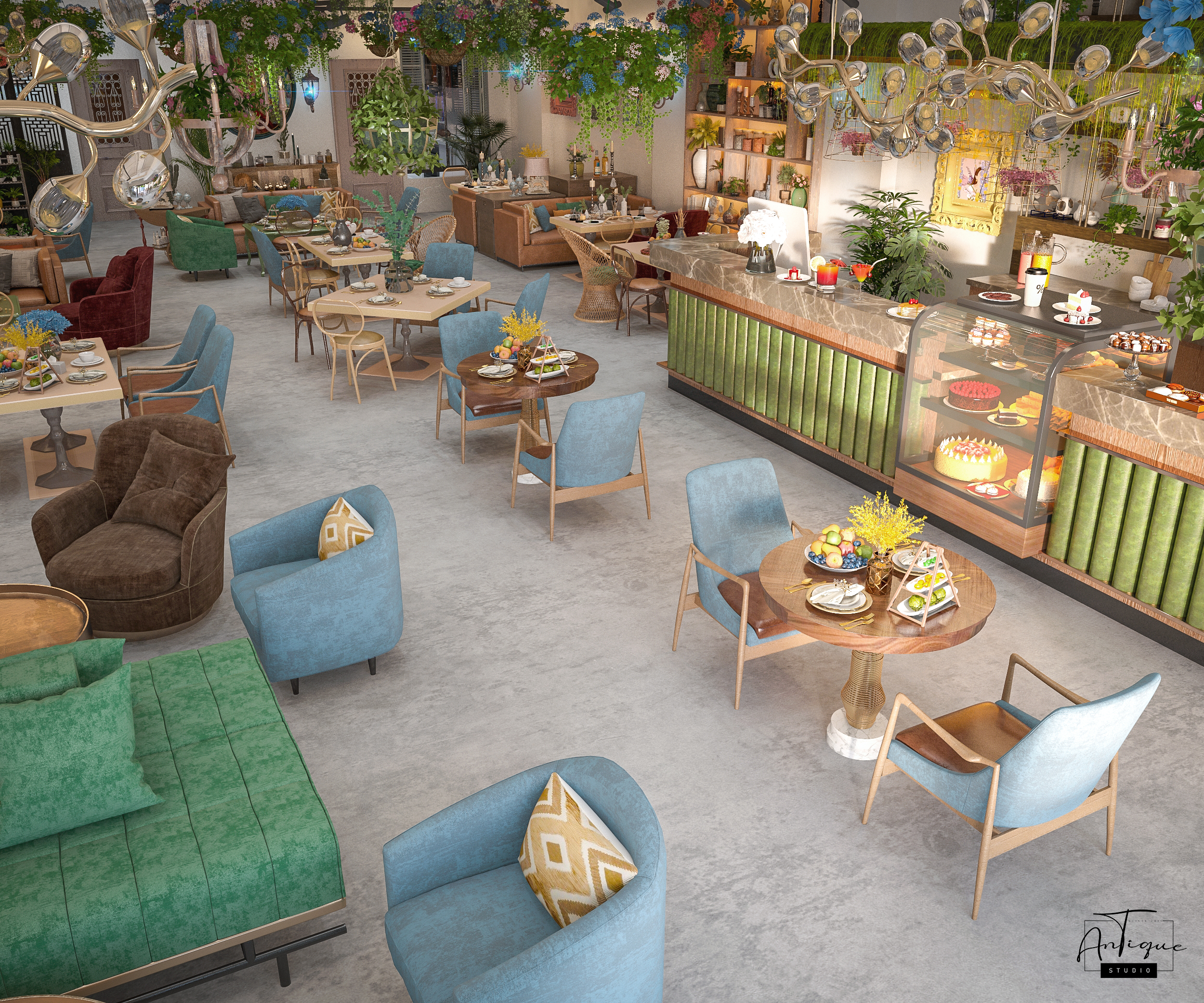 波西米亚咖啡馆兼餐厅丨ANTIQUE Studios-13