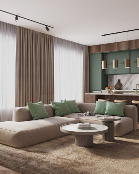 Kitchen & Living Space — Interior Visualization