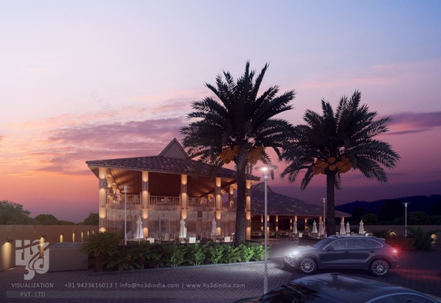 HS 3D 印度打造惊艳夜景商业建筑-15