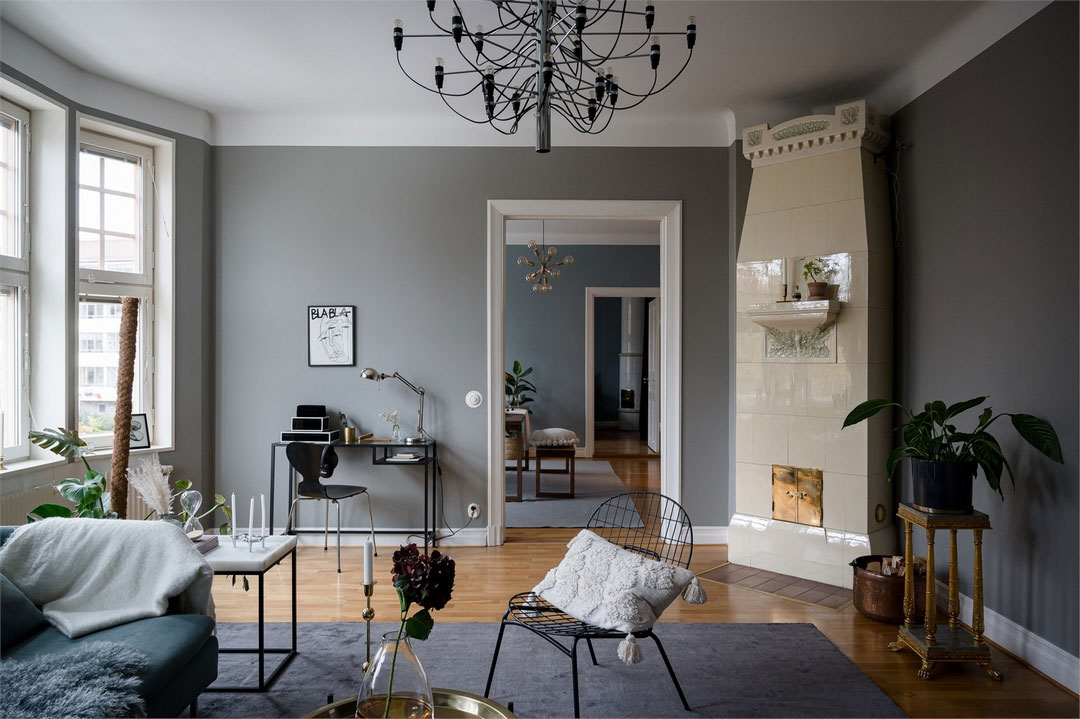 斯德哥尔摩郊区优雅暗色调公寓-5