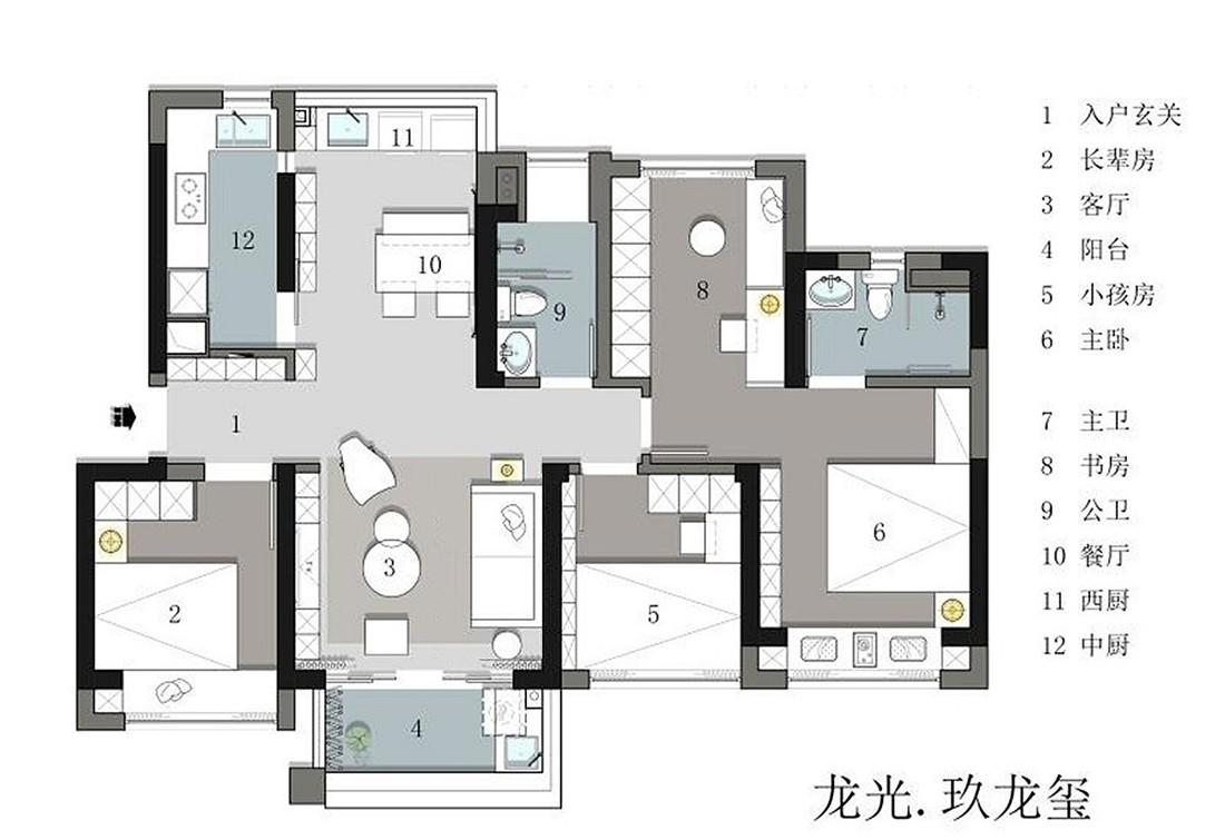 木子仁室内设计丨平层丨龙光玖龙玺-19