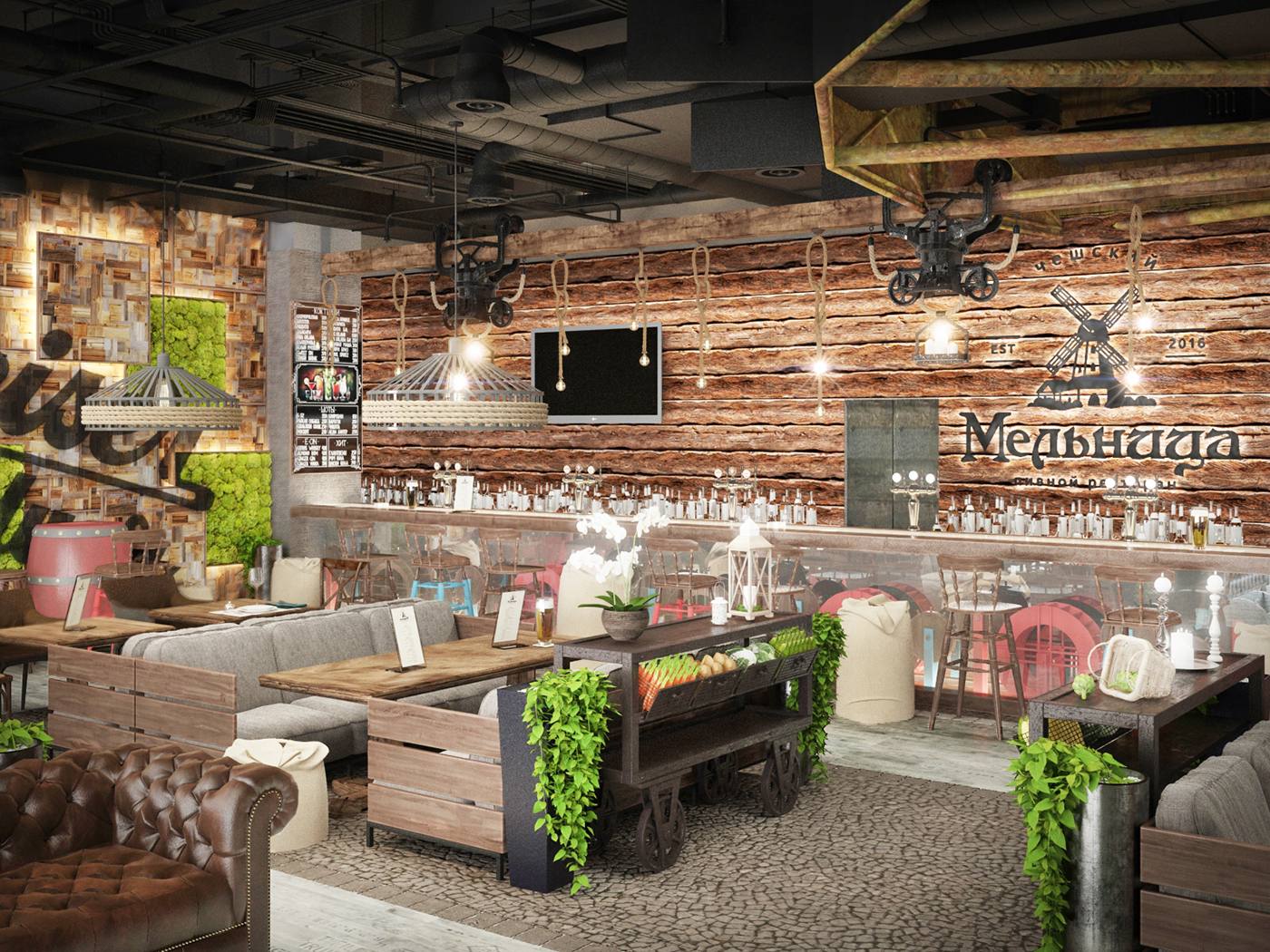 莫斯科"百威麦芽"餐厅——啤酒与设计的完美融合-5