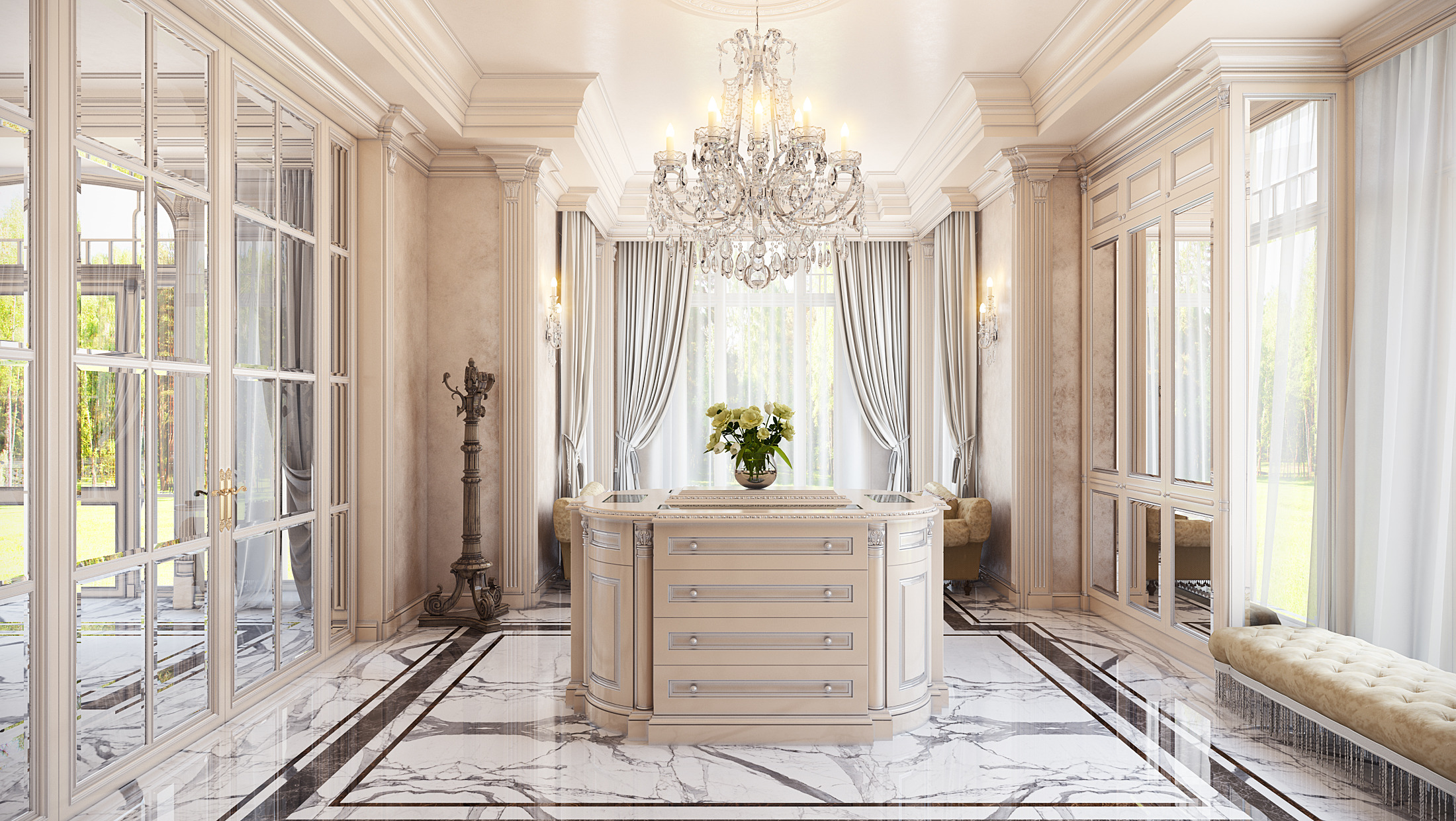 莫斯科轻法式经典住宅设计-19