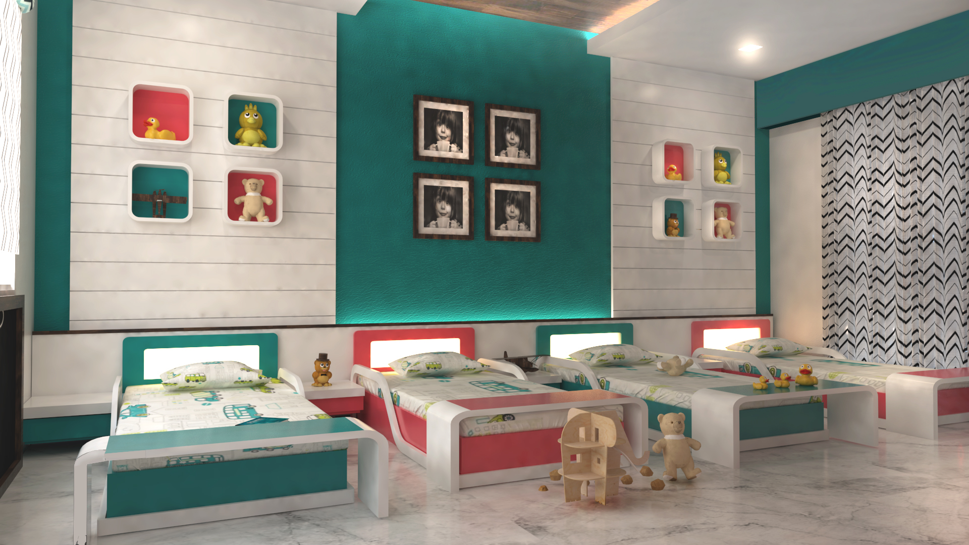 四童共享空间 明亮温馨儿童卧室设计-8