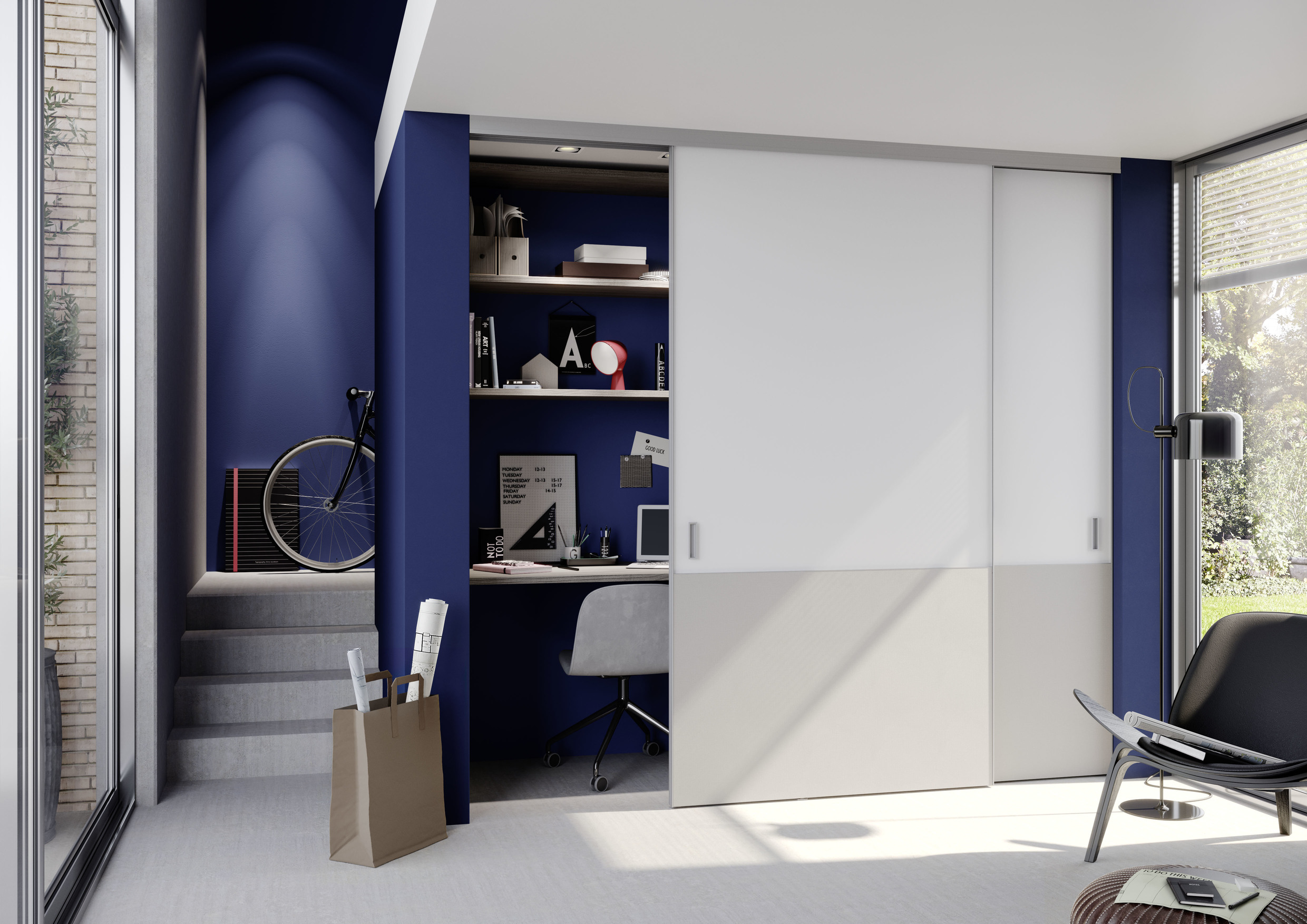 黑色调玻璃隔断打造现代复式公寓-30