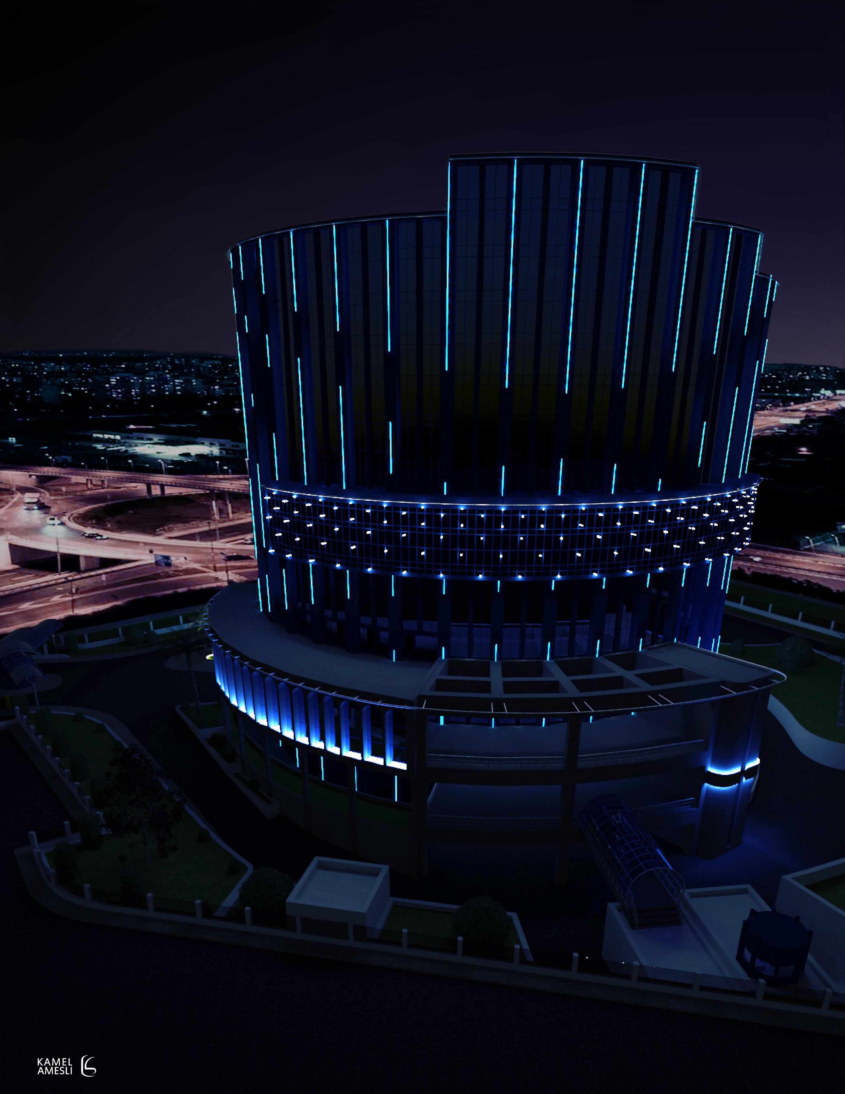 Sonatrach 总部大楼外墙灯光设计-2