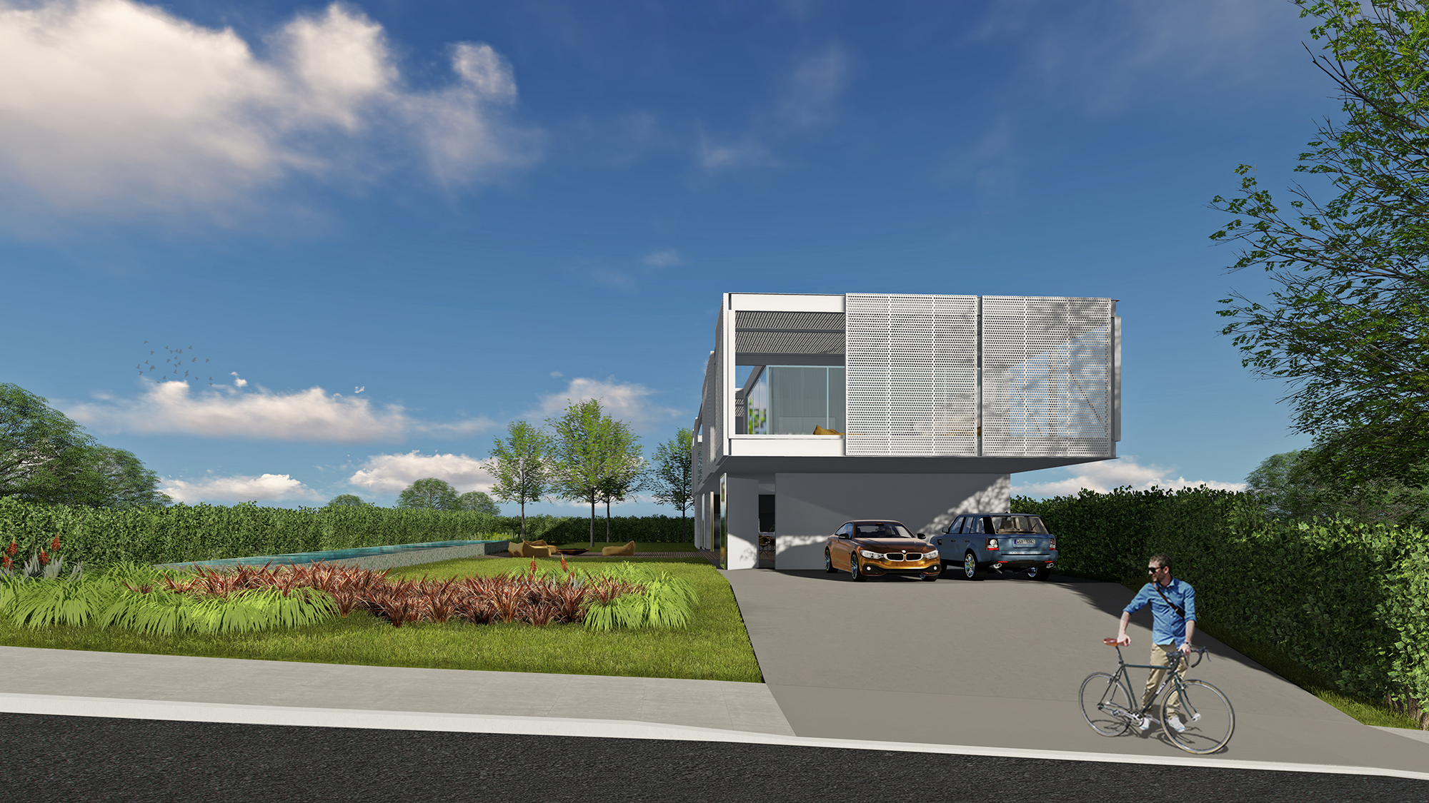 悬浮金属结构光影交织的宜居空间-1