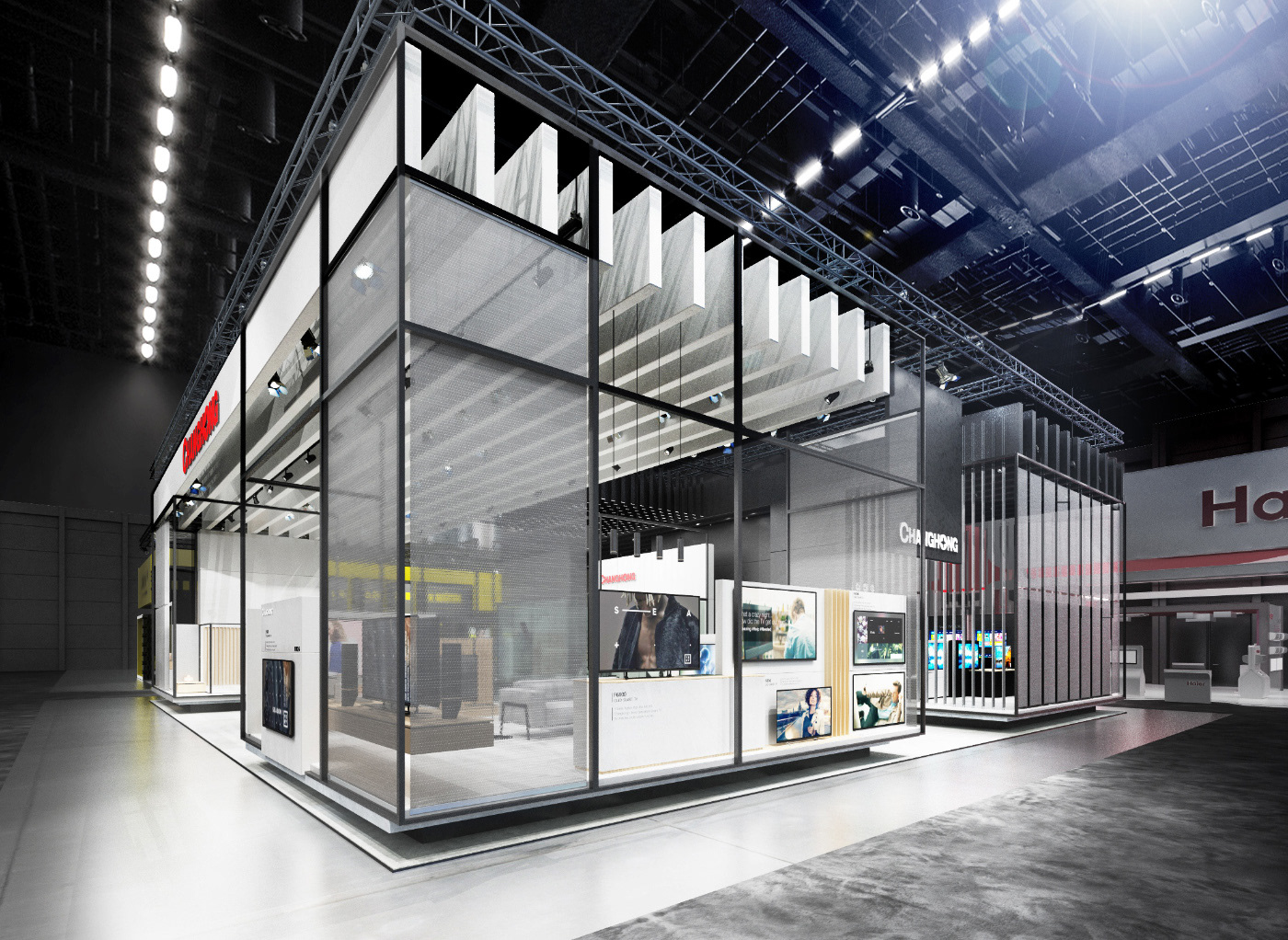 长虹 IFA 柏林展台设计 | 现代建筑模块与智能家居的完美融合-4