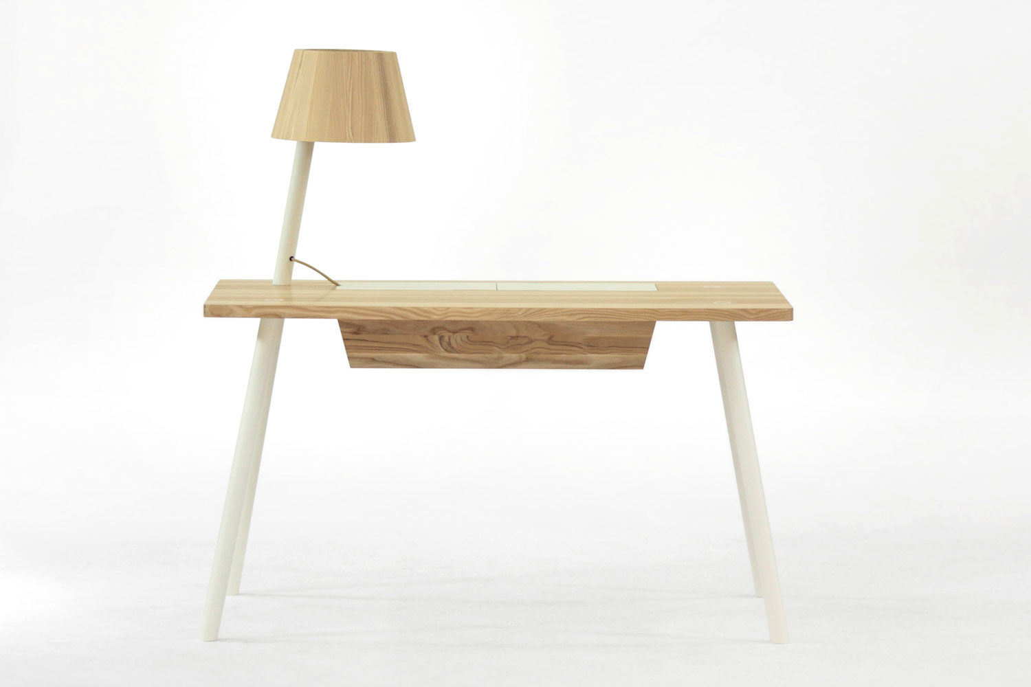 Wood and Aluminum Desk with Built-in Lamp-9