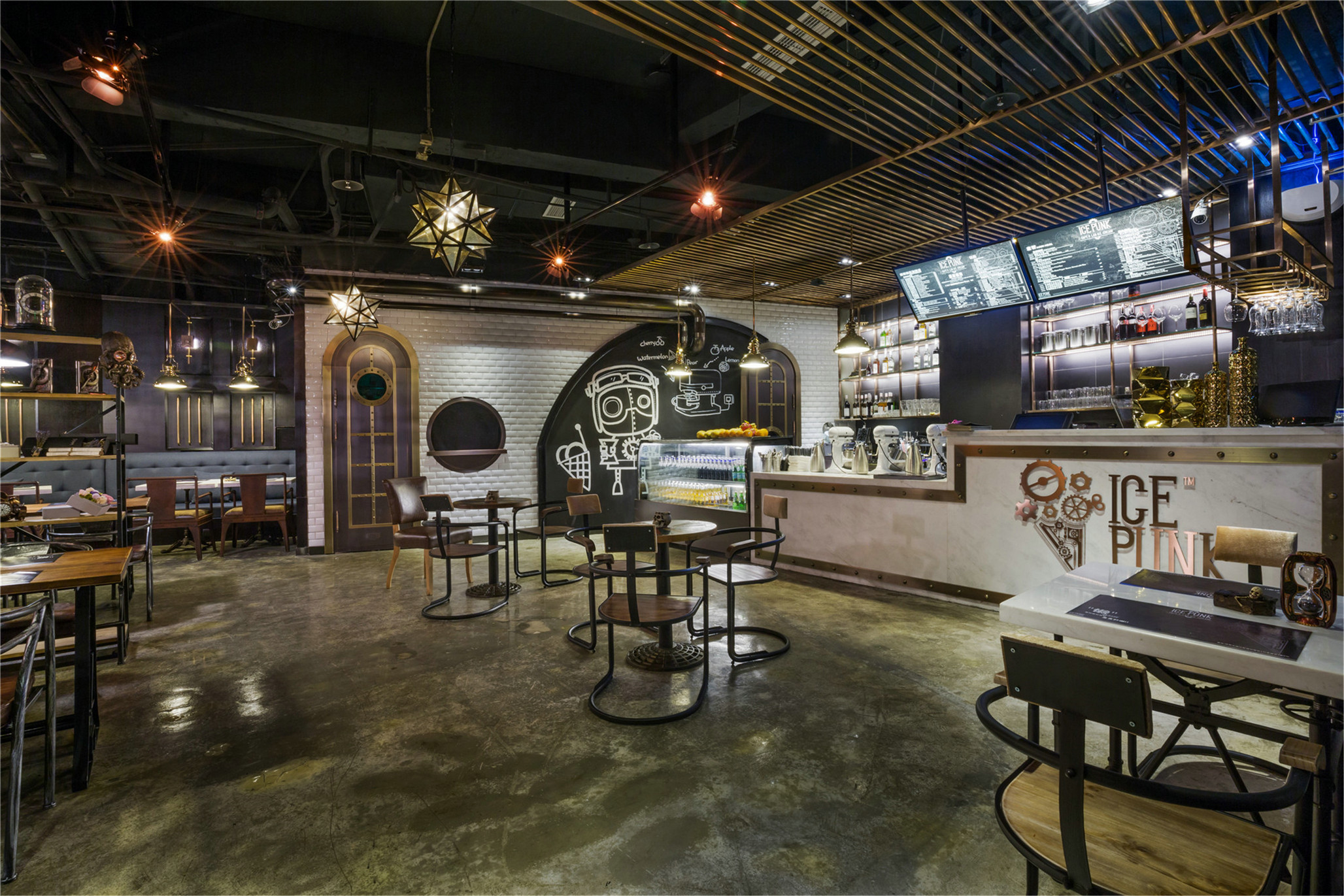 工业风格咖啡厅冰淇淋店实景高清大图+施工图+设计说明-17