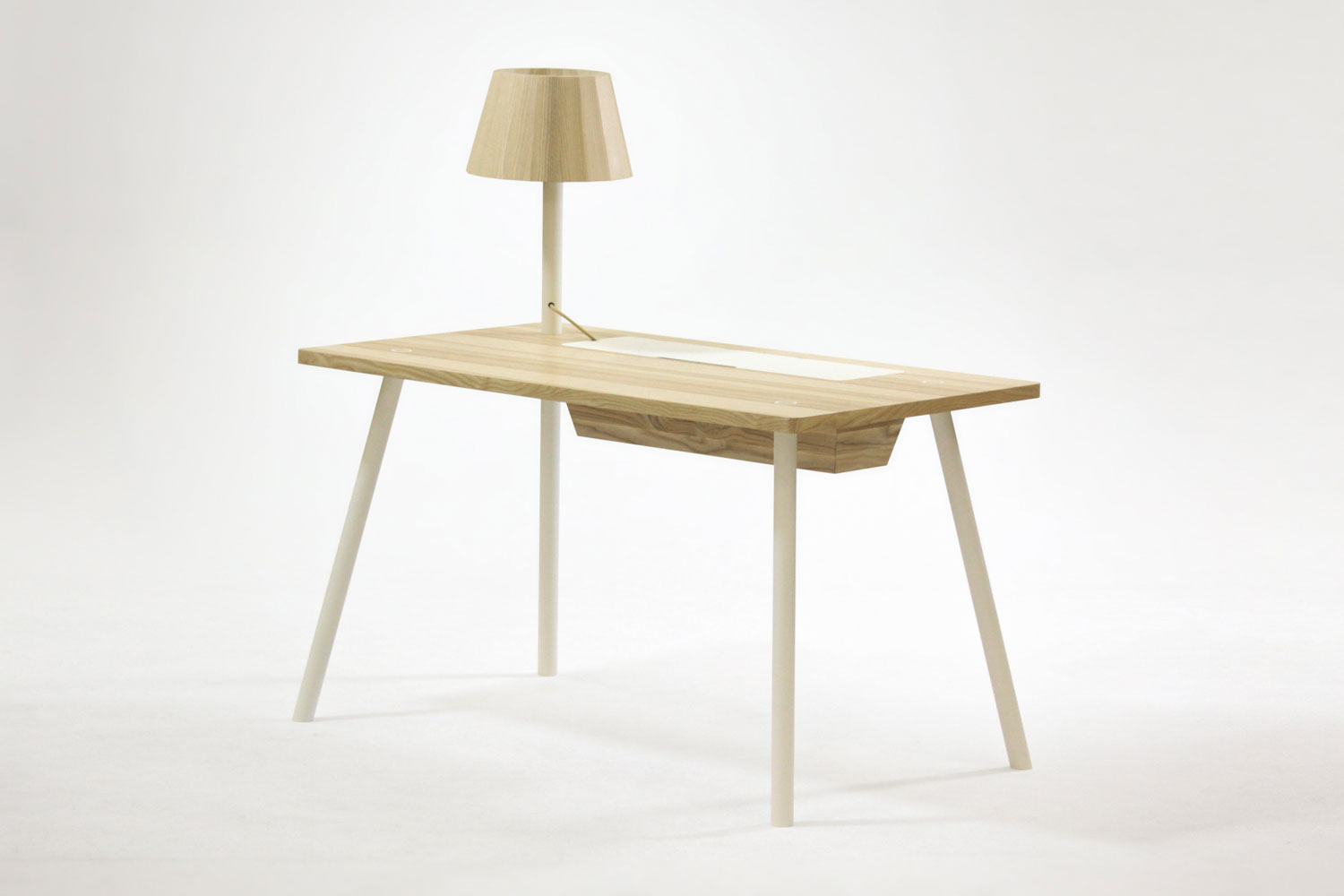 Wood and Aluminum Desk with Built-in Lamp-10