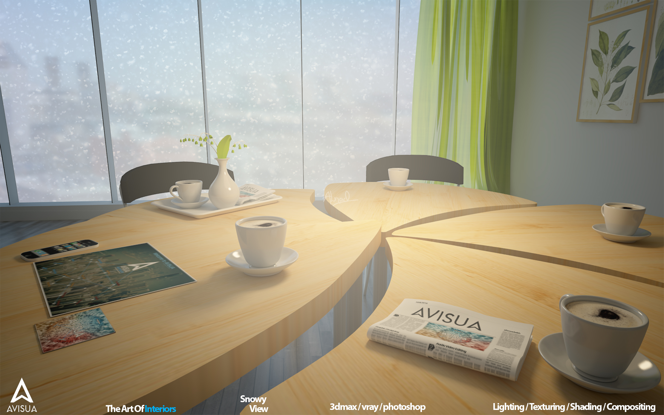 Architecture - Room / Round Modern Table-8