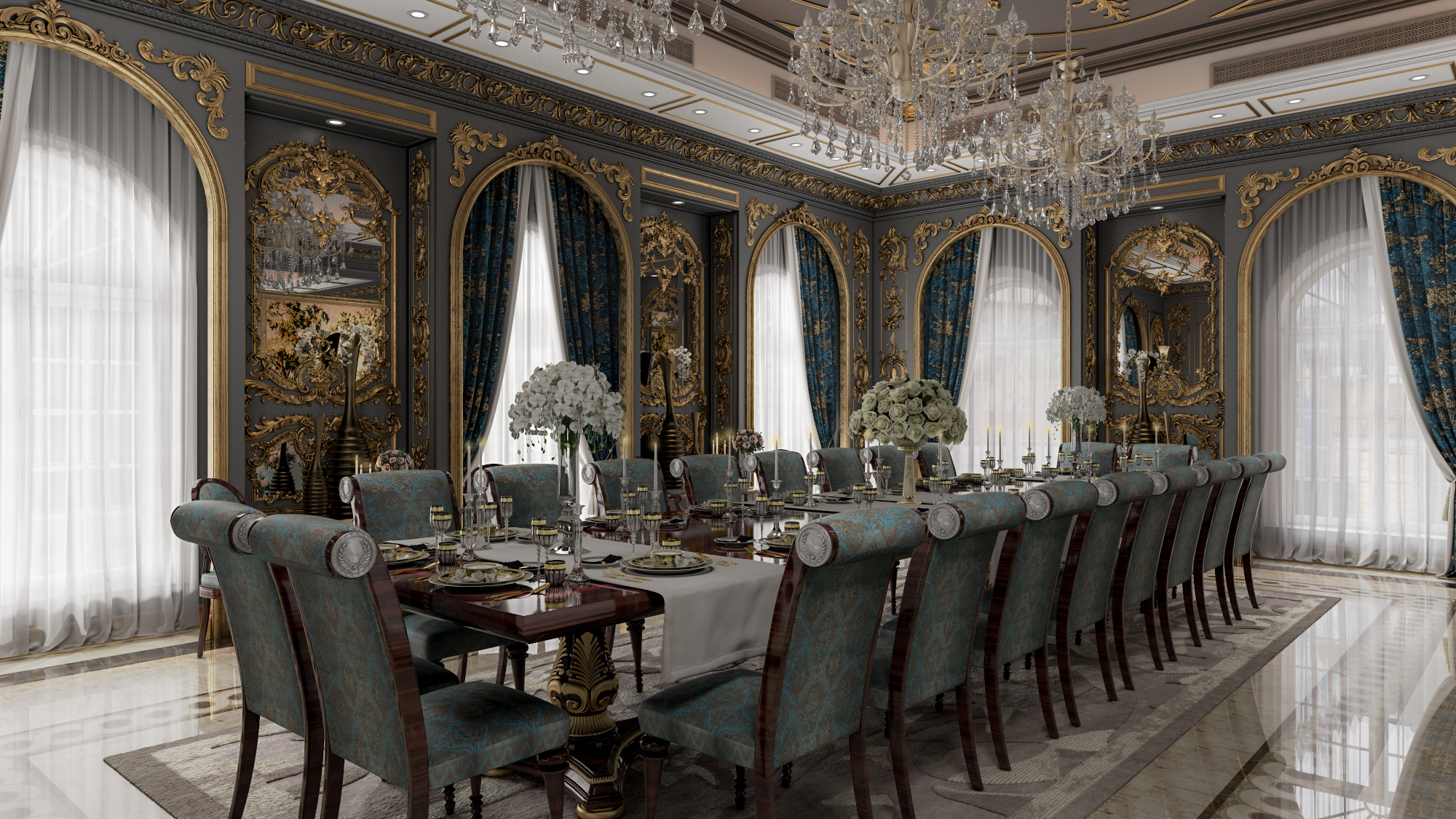 豪华经典餐厅设计-1