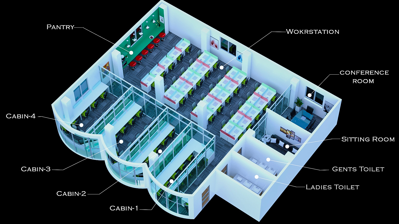 印度班加罗尔办公室空间设计与视觉化-8