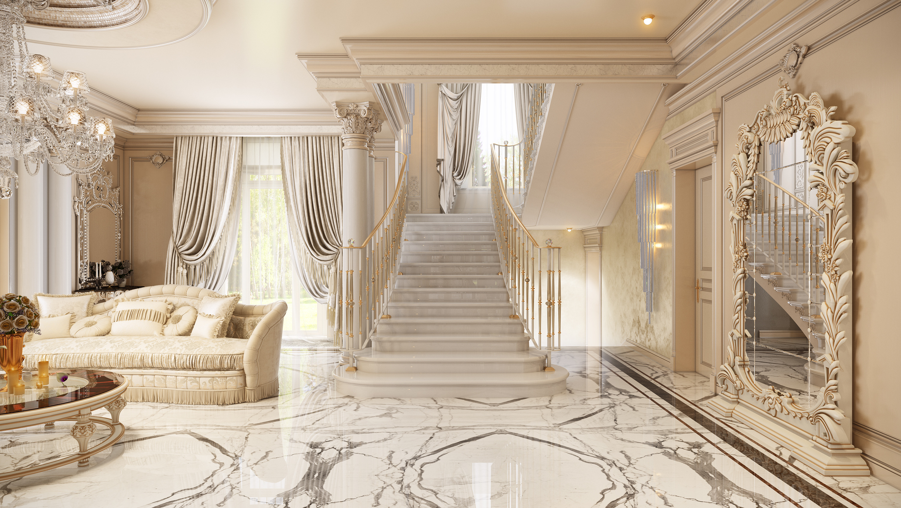 莫斯科轻法式经典住宅设计-35