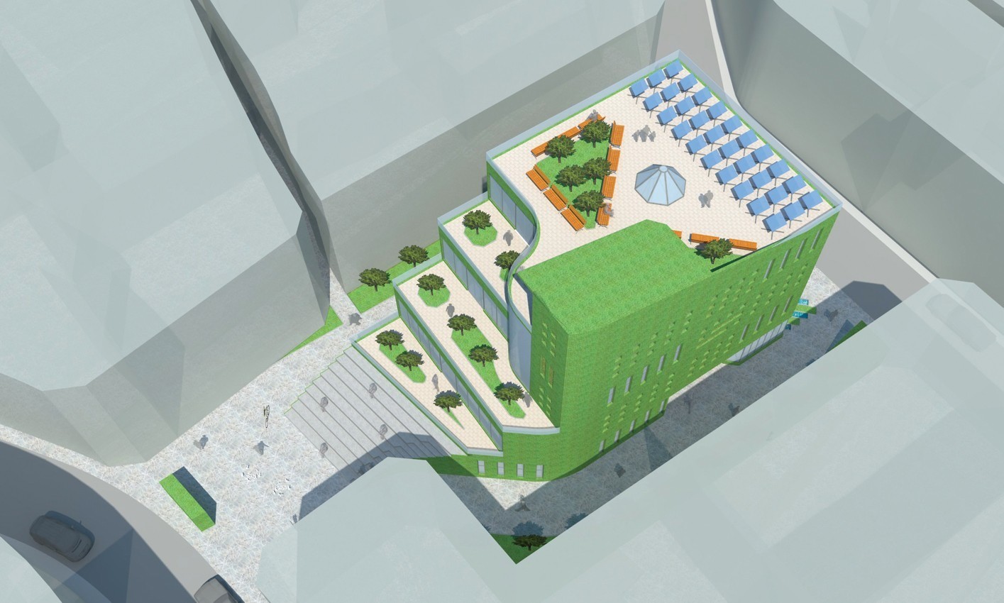 2014 年可持续建筑设计与绿色屋顶的融合-5