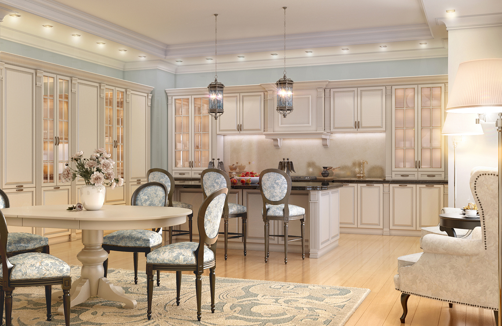 Kitchen design in classic style. Area 49m2 kitchen.-5