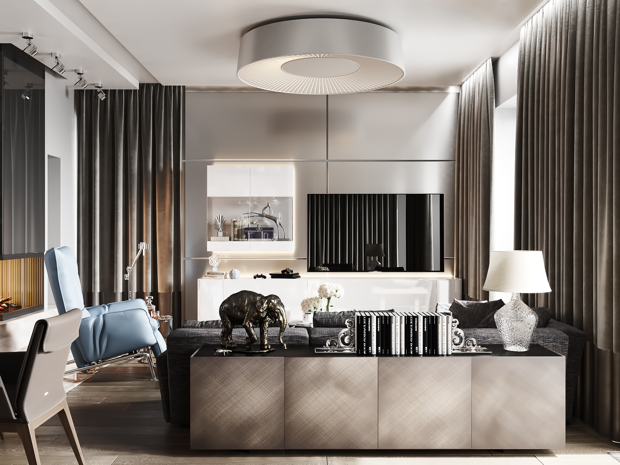 莫斯科 70 平米私人住宅客厅设计-7