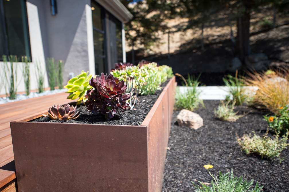 加州 Irvine 现代景观设计 | 混凝土火炉、耐旱植物、ipe 木 deck-11