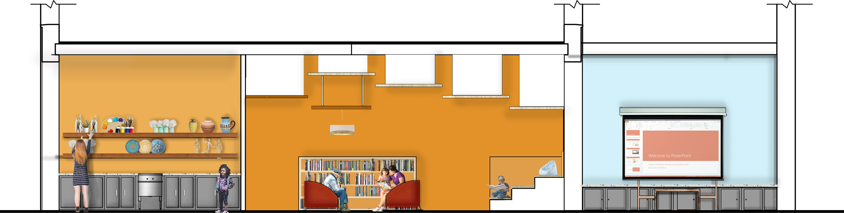 Tasker Street mentor center | 橙蓝灰三色打造温馨老少共享空间-9