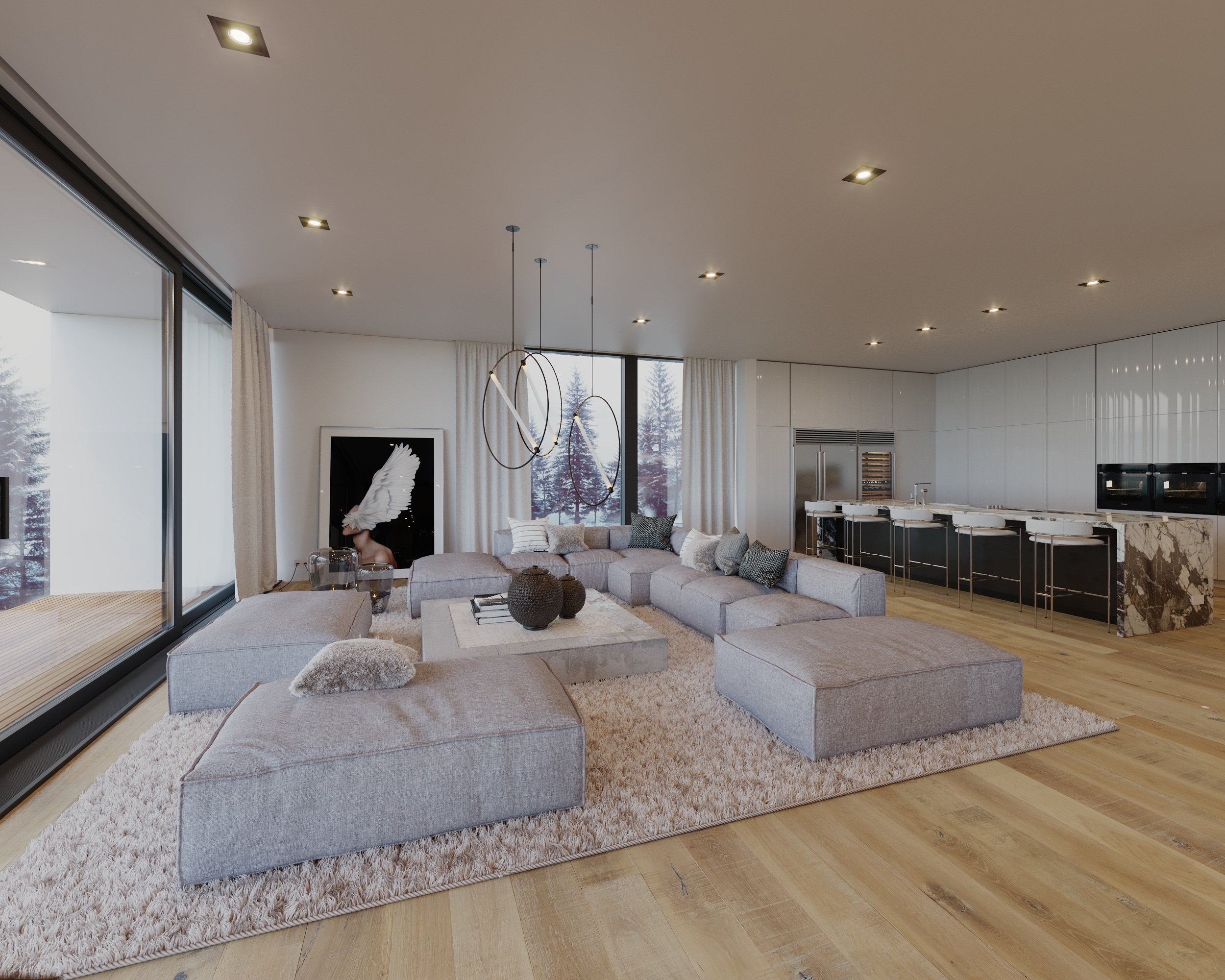 Powder Mountain house visualization. Cinema 4D + Corona-2