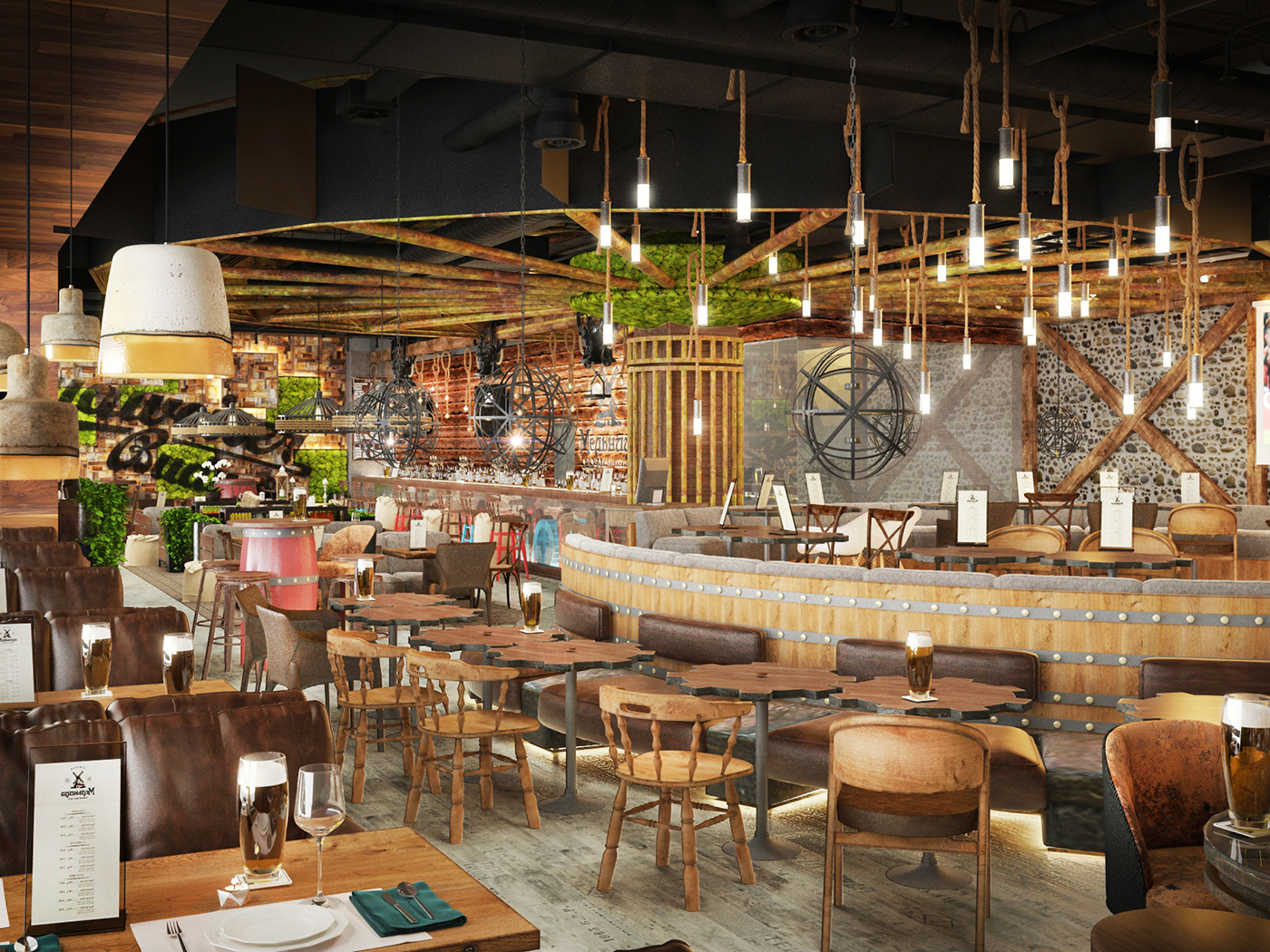 莫斯科"百威麦芽"餐厅——啤酒与设计的完美融合-4