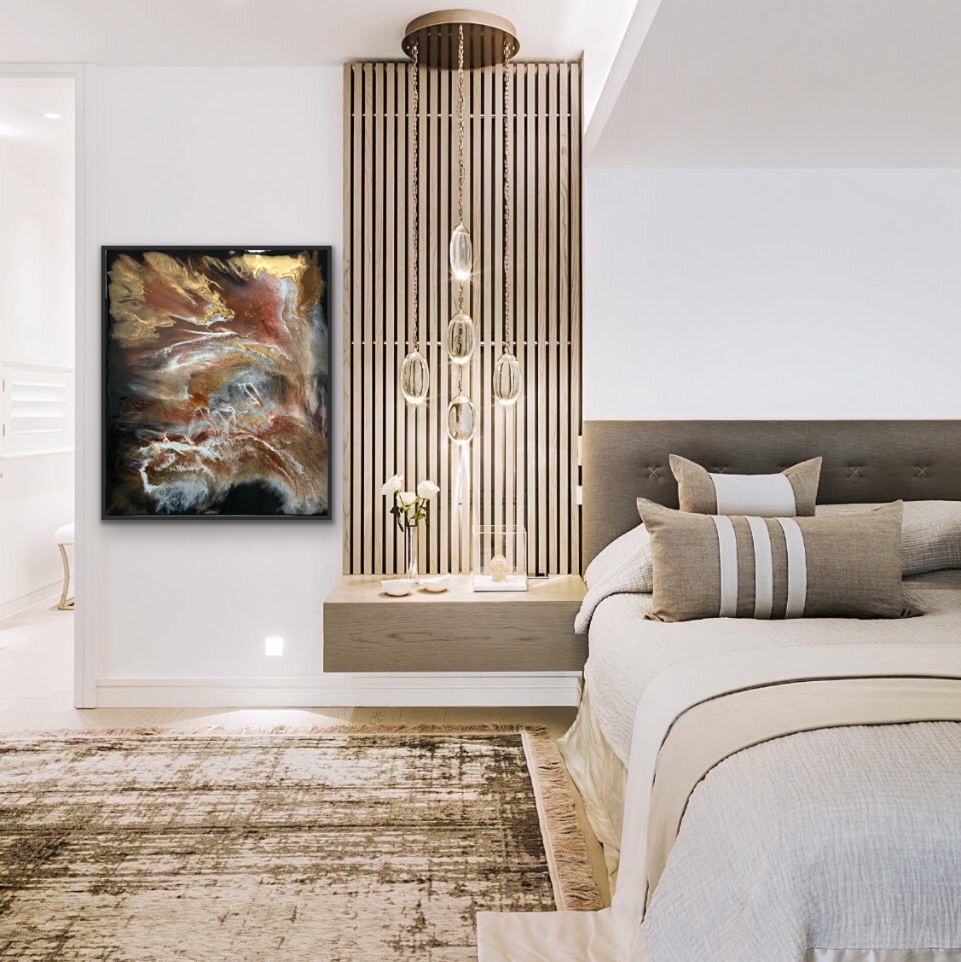 金波荡漾，华贵尽显——黄金黑抽象画装饰室内设计-2