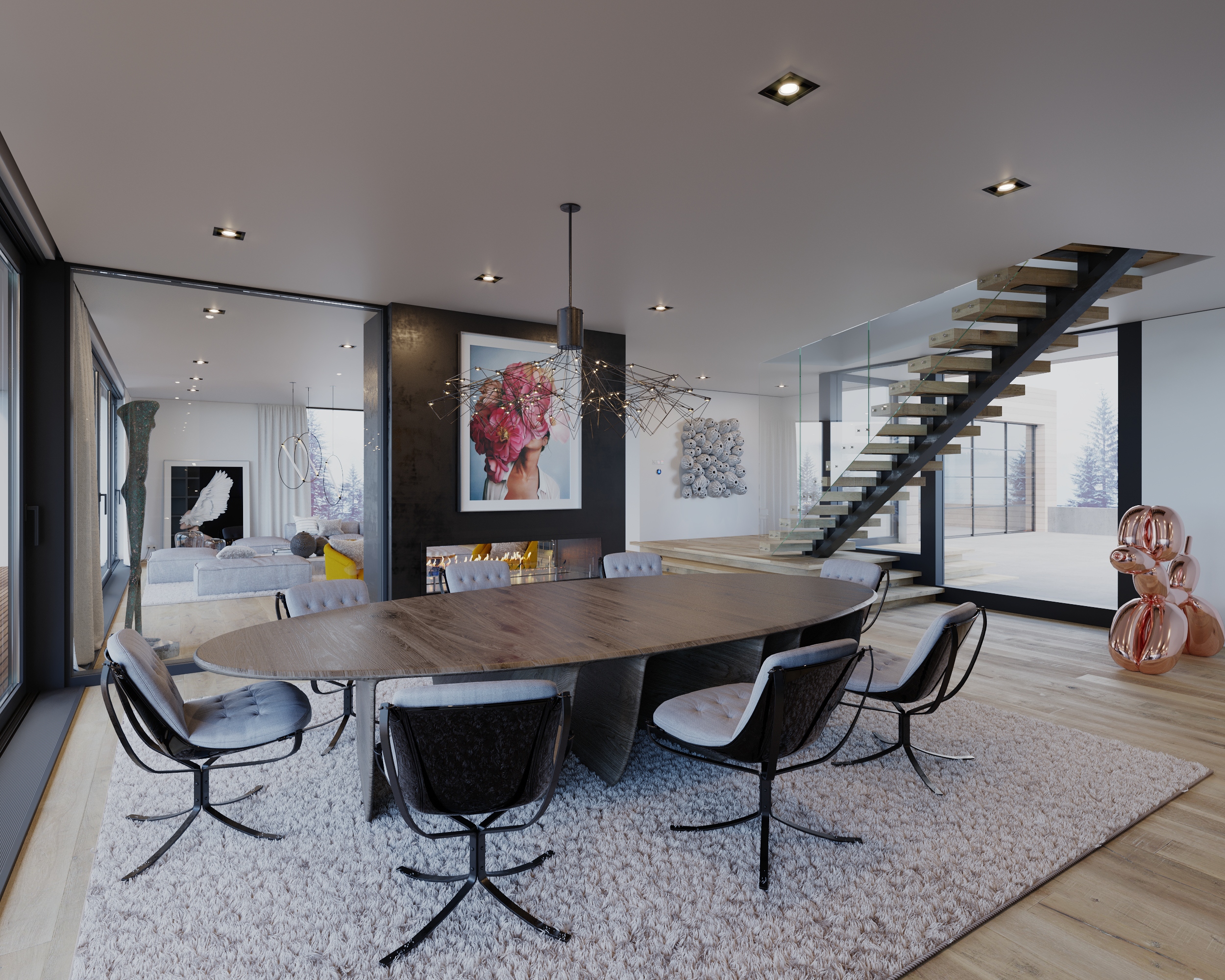 Powder Mountain house visualization. Cinema 4D + Corona-4