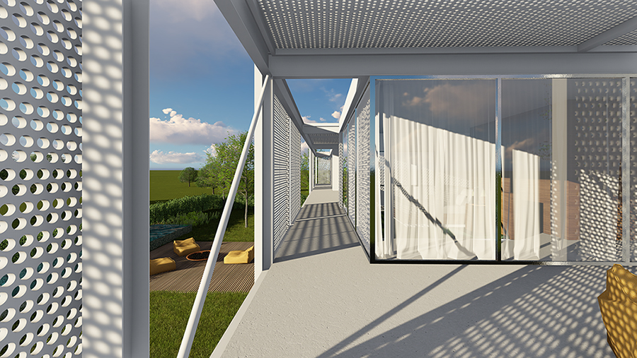 悬浮金属结构光影交织的宜居空间-12