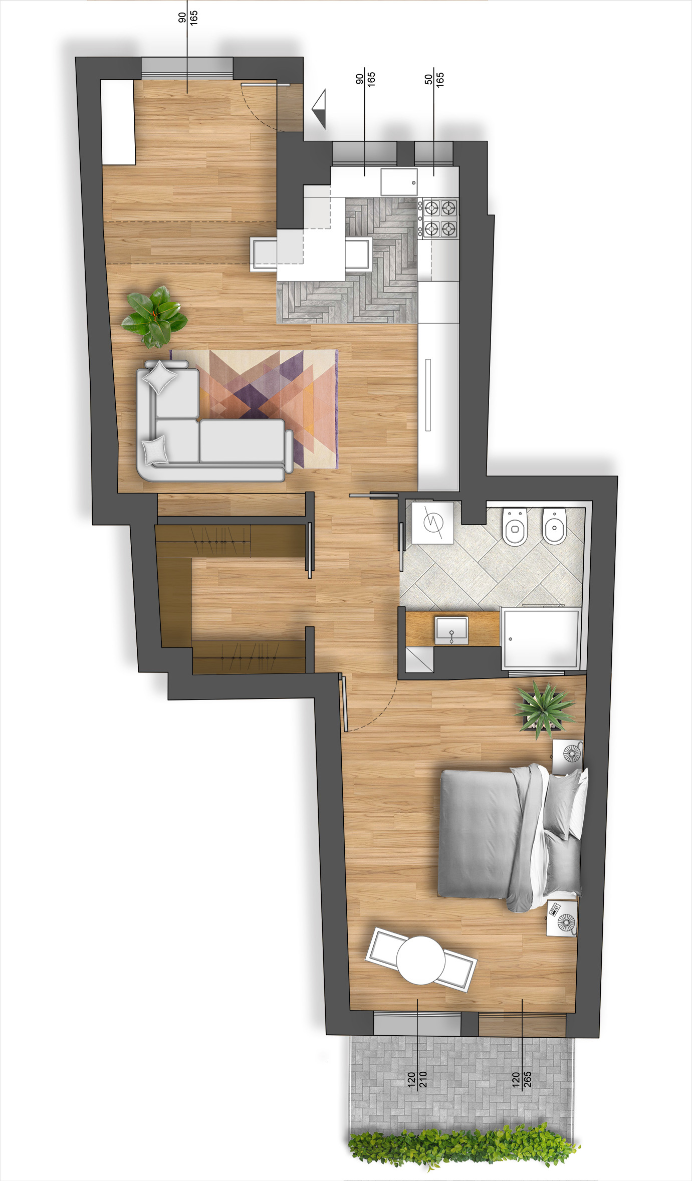 2018 年完成的温馨公寓设计-1