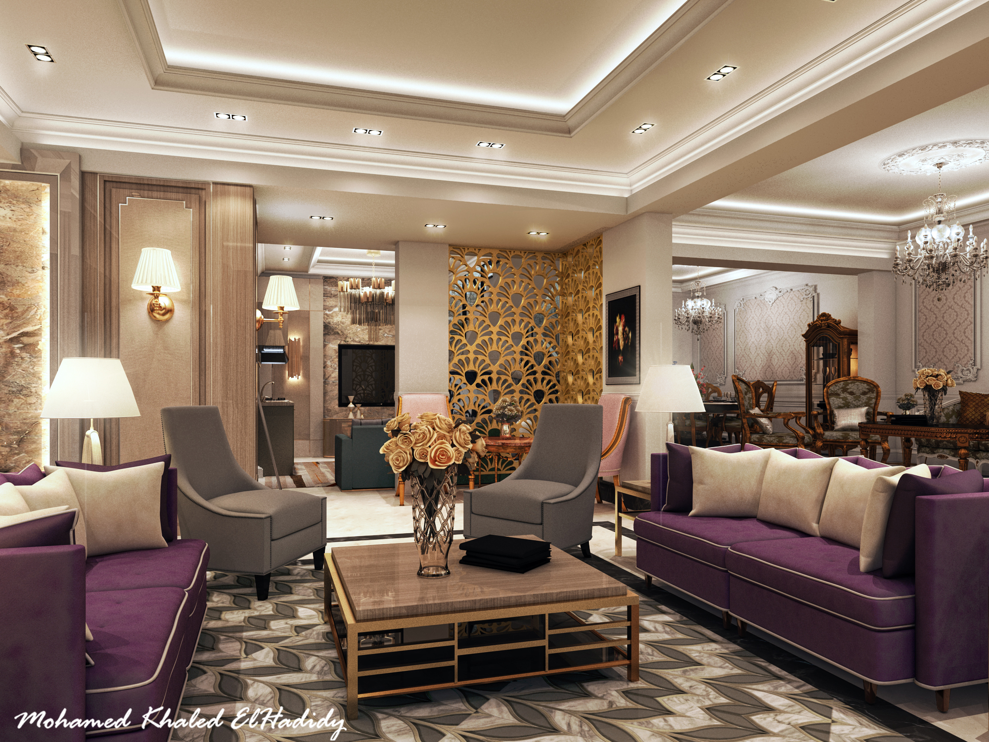 新开罗 110 平米私人别墅接待室设计-1