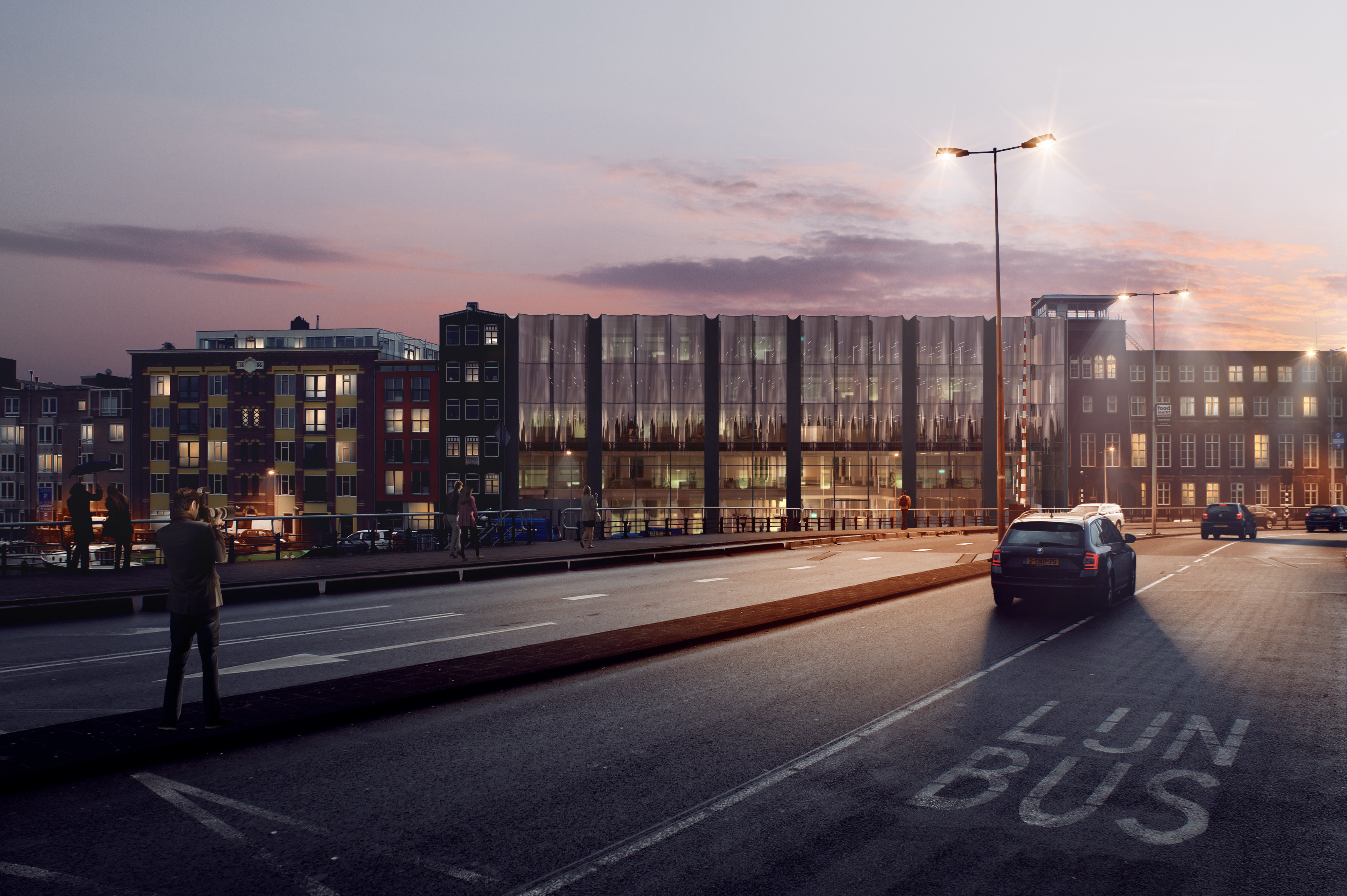 荷兰 Nieuwevaart 办公大楼透明曲面玻璃翻新设计-0