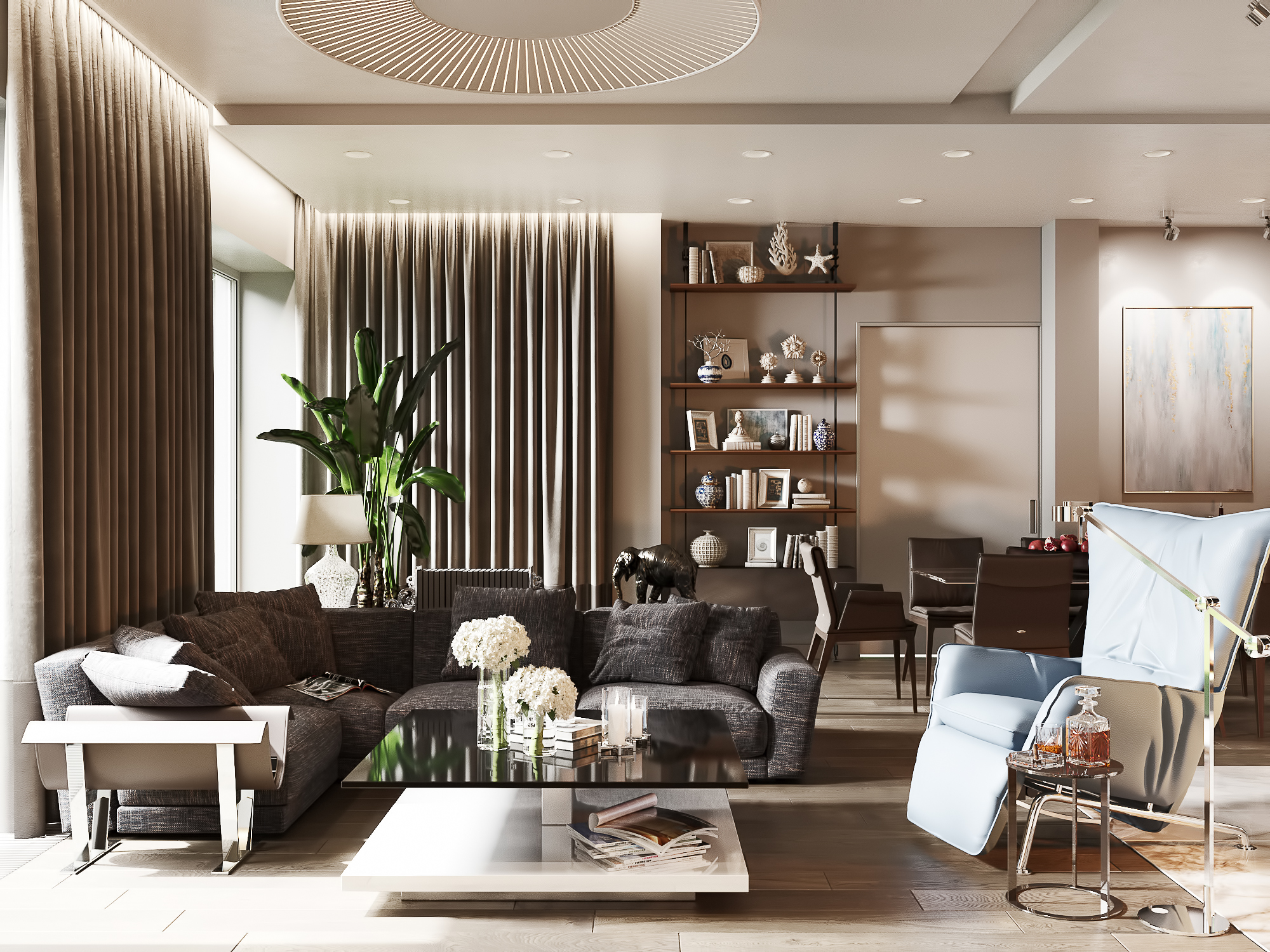 莫斯科 70 平米私人住宅客厅设计-1