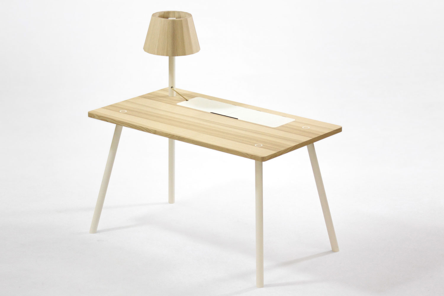 Wood and Aluminum Desk with Built-in Lamp-2