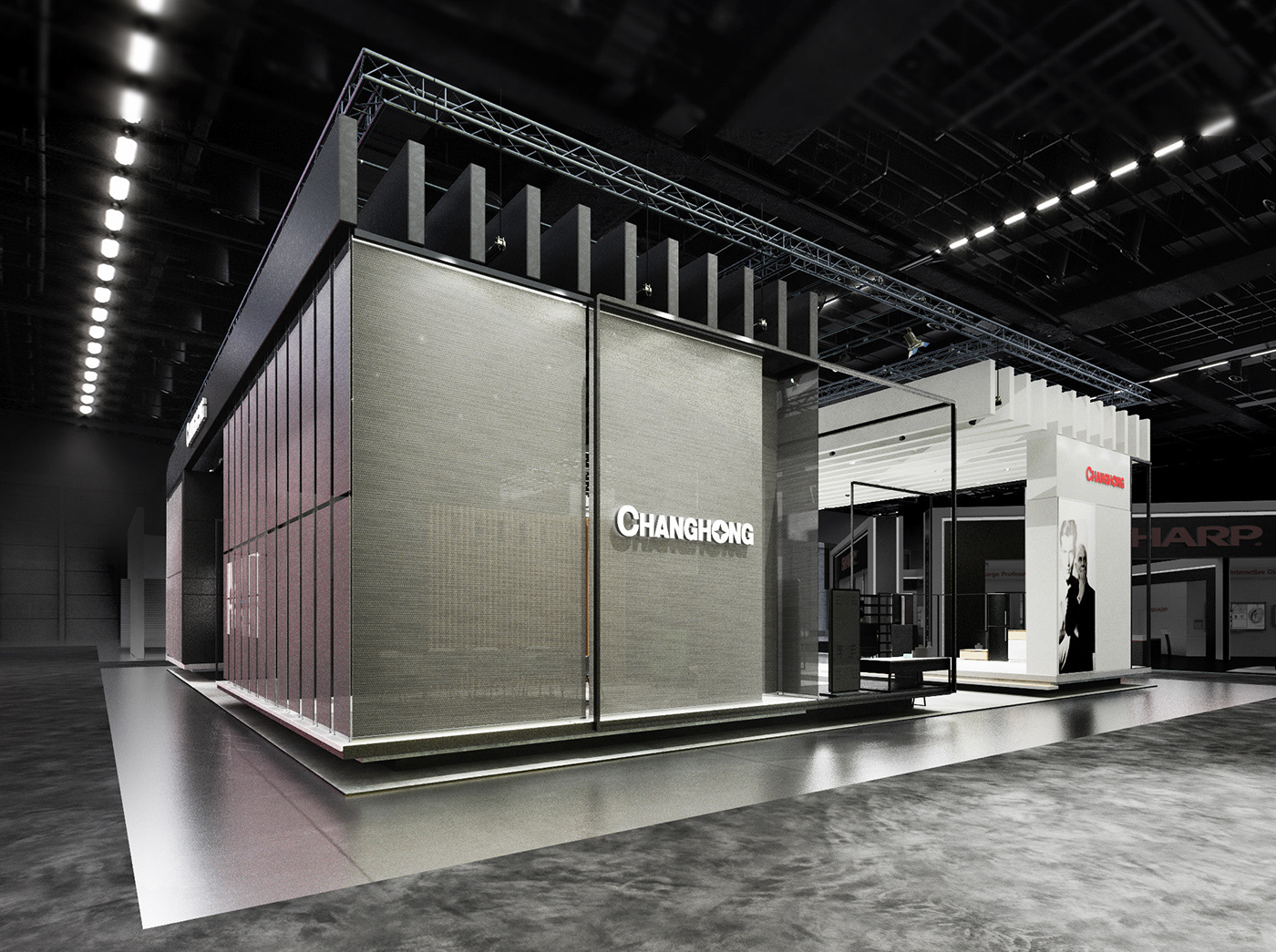 长虹 IFA 柏林展台设计 | 现代建筑模块与智能家居的完美融合-5