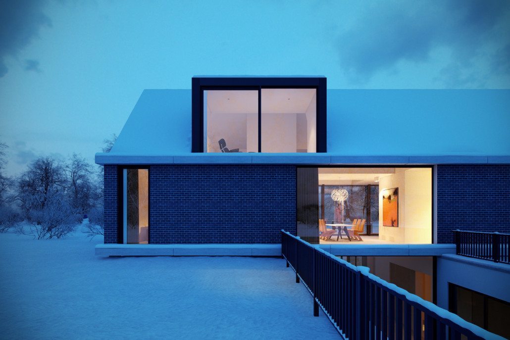 冬日森林中的现代家园-2