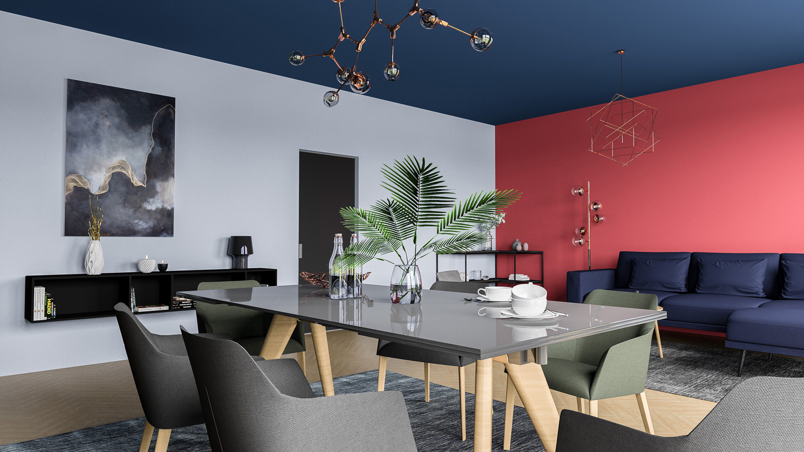 梦幻北欧风，海军蓝餐厅设计-4