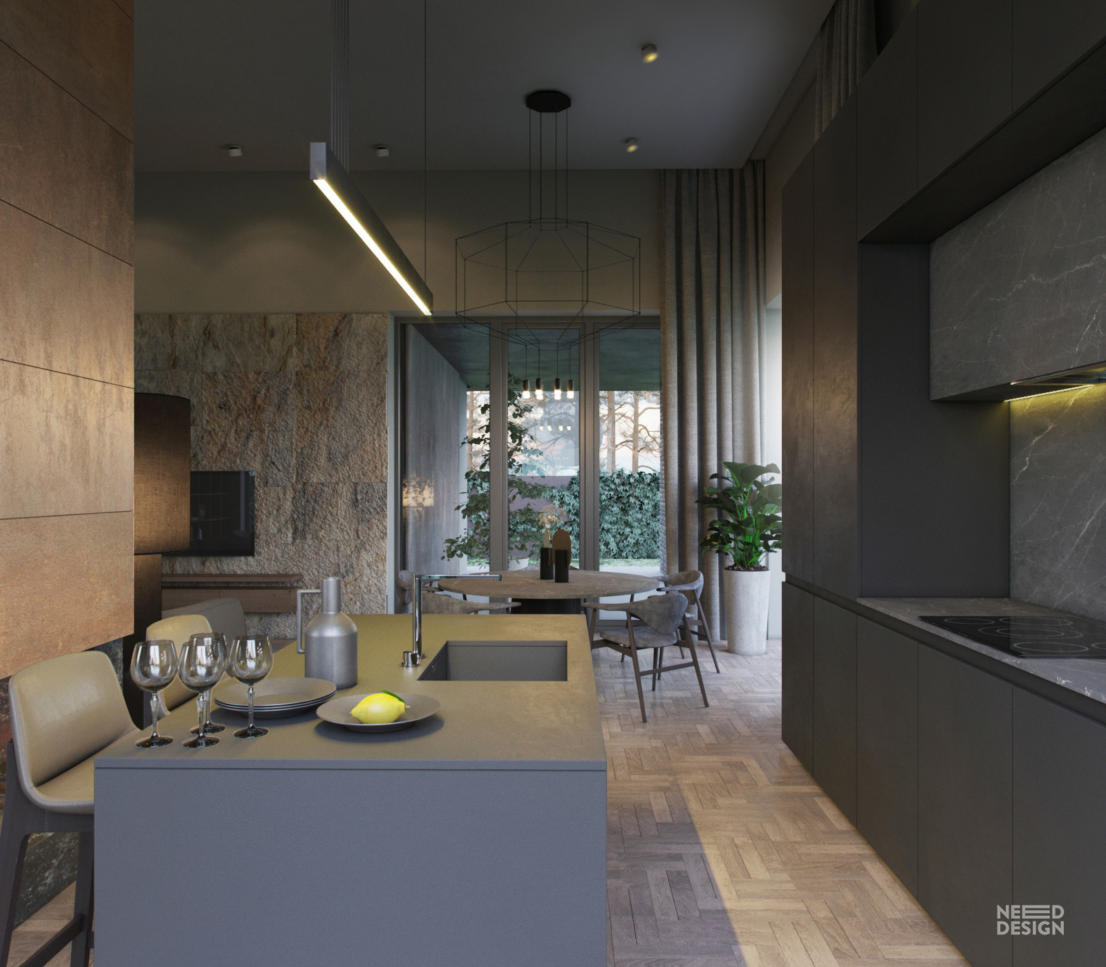 乌克兰 130 平米家庭住宅，钢饰面打造独特魅力-11