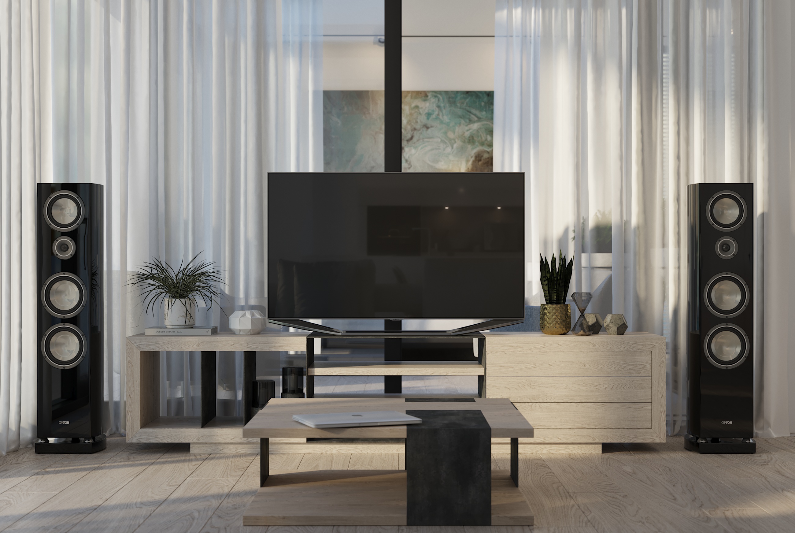 Bright living room on the sea coast-2