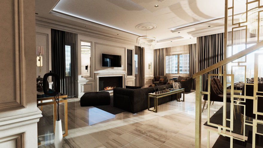 现代奢华别墅接待厅-3