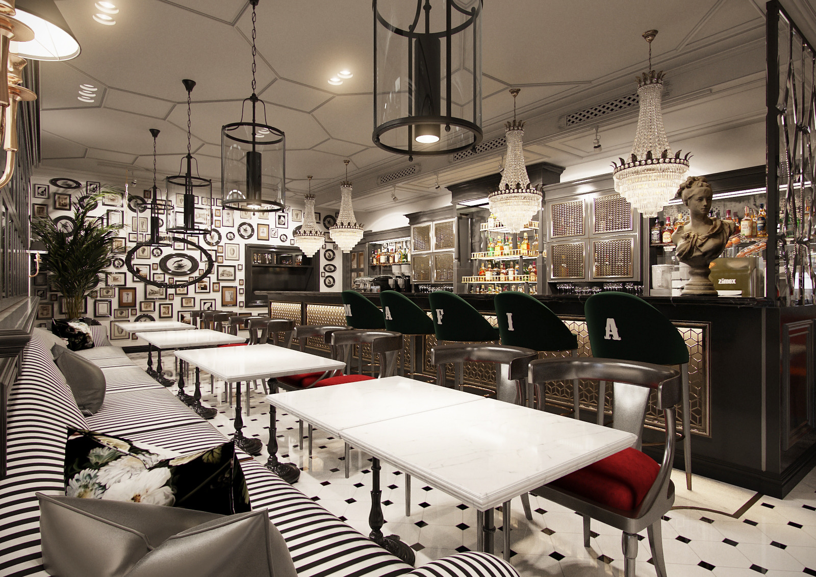 2016 年完成的“黑手党”餐厅室内设计案例-4