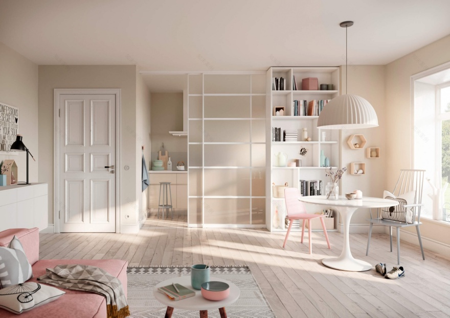 黑色调玻璃隔断打造现代复式公寓-16