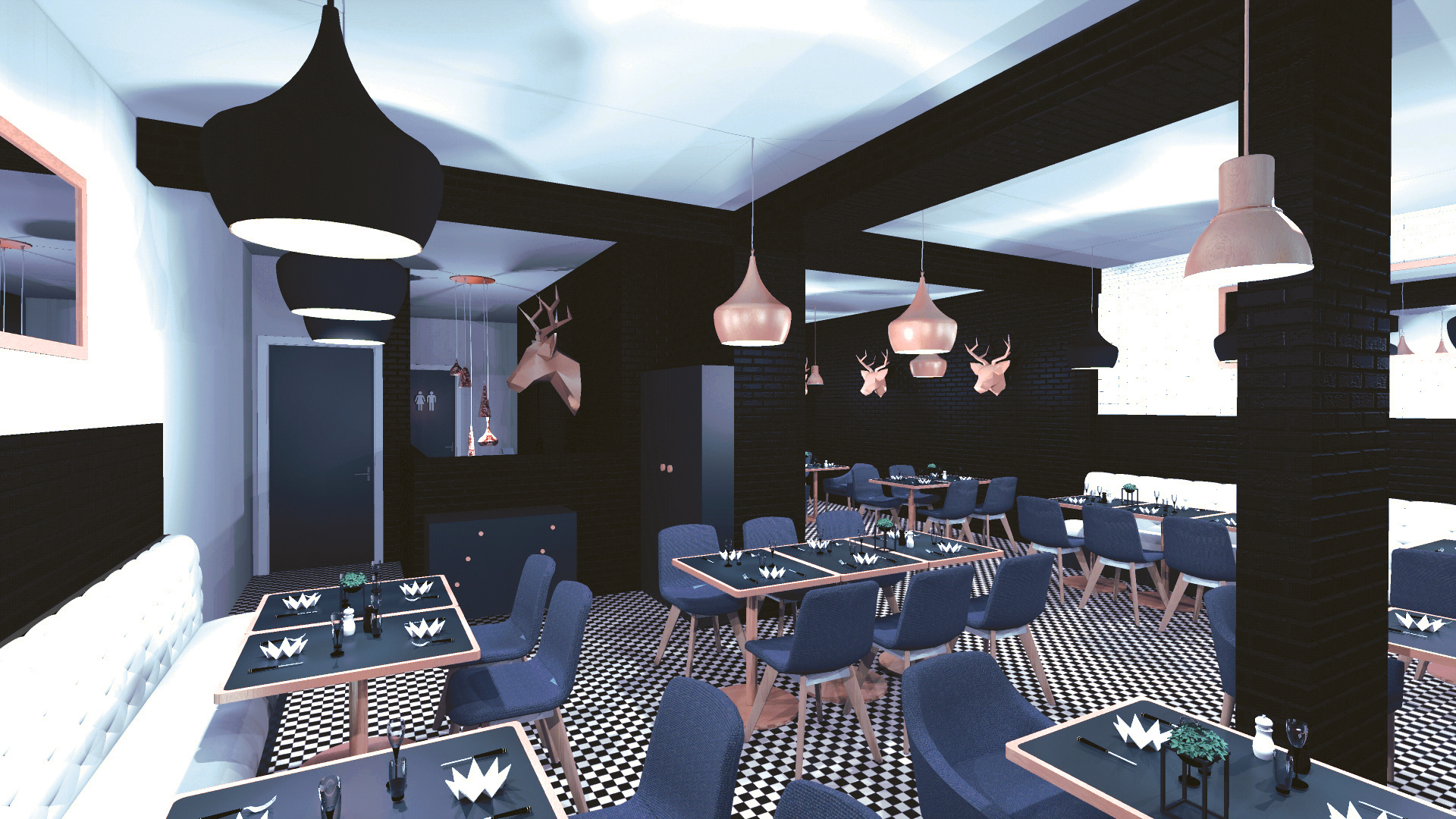 "My Deer"餐厅 | 黑白对比的精致空间-16