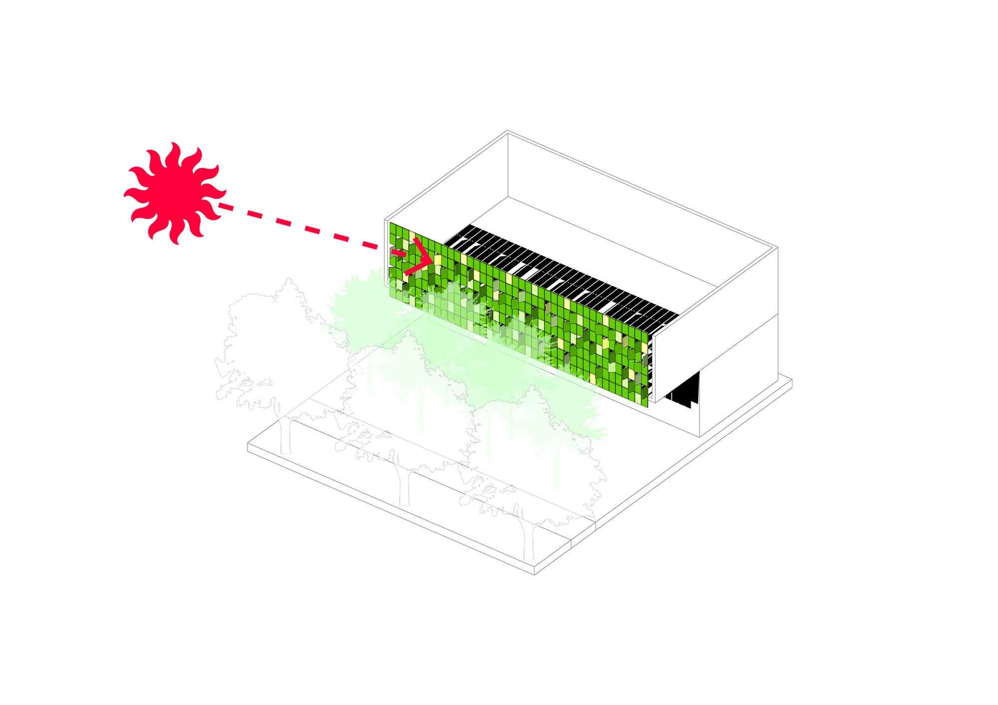 韩国仁川“森林的房子”餐厅,绿色百叶窗创造自然立面-20