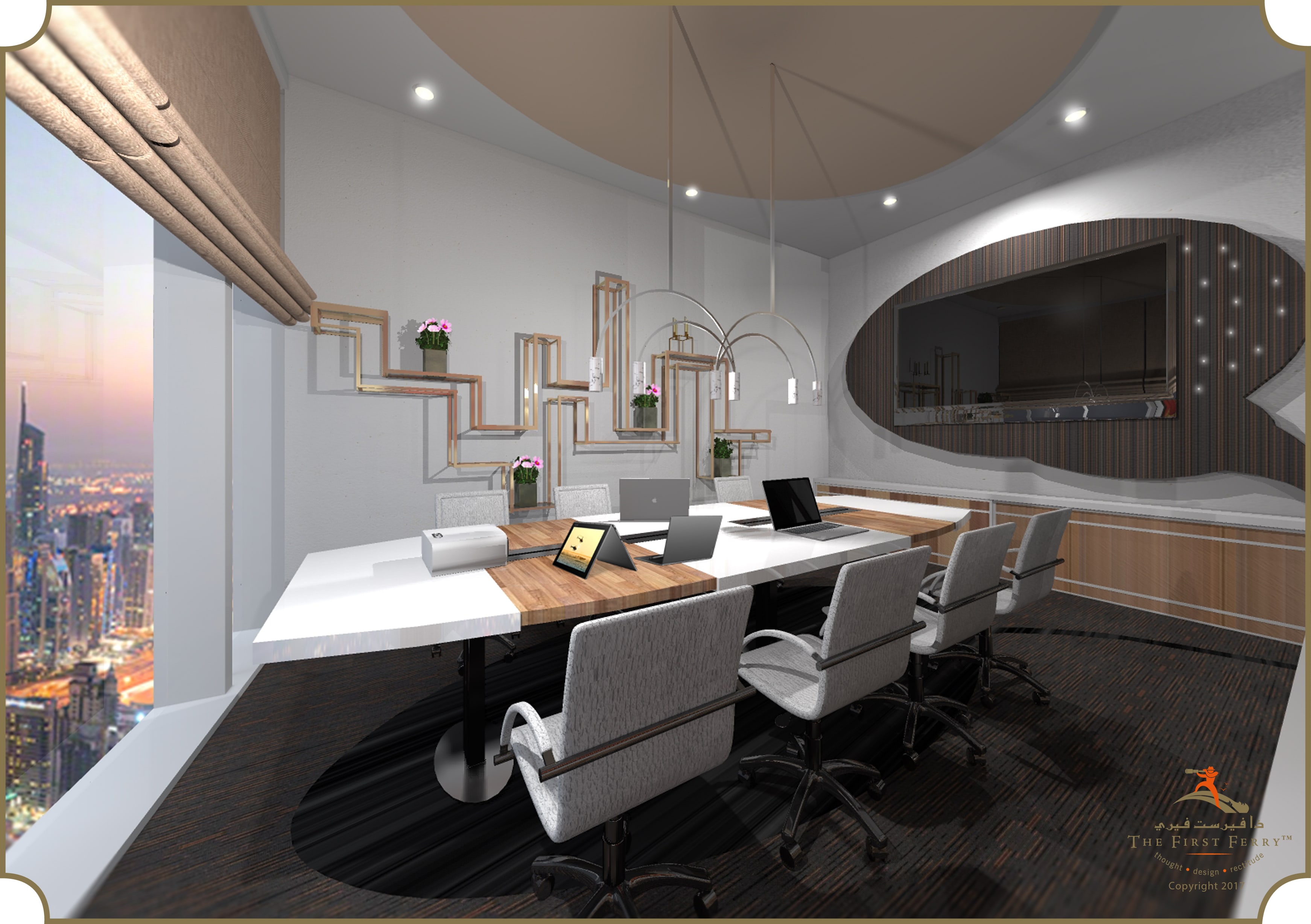 迪拜 binary tower 奢华办公空间设计-7