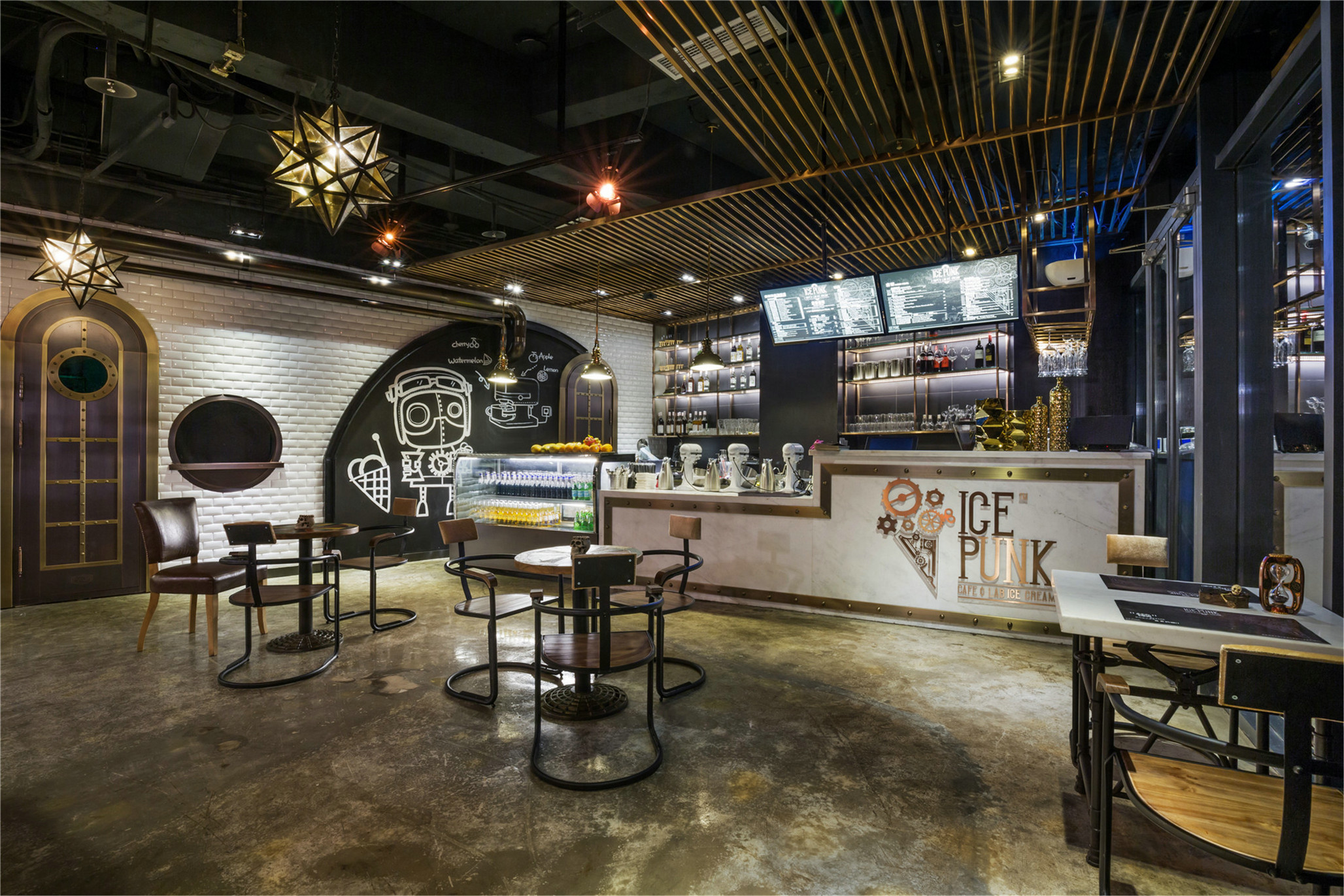 工业风格咖啡厅冰淇淋店实景高清大图+施工图+设计说明-6